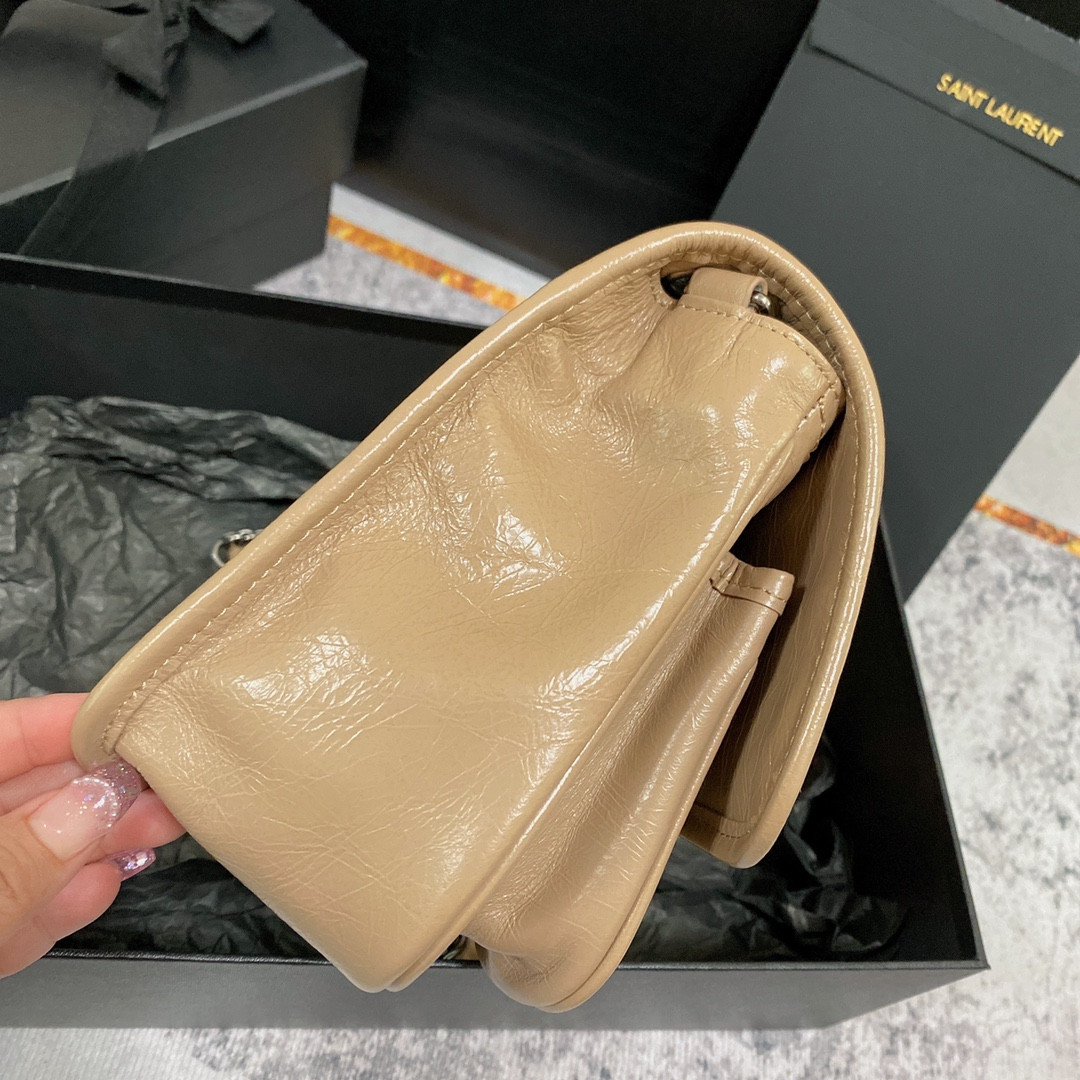 YSL NIKI BABY IN VINTAGE LEATHER DARK BEIGE 8.2 X 6 X 2.9 INCHES - Image 5