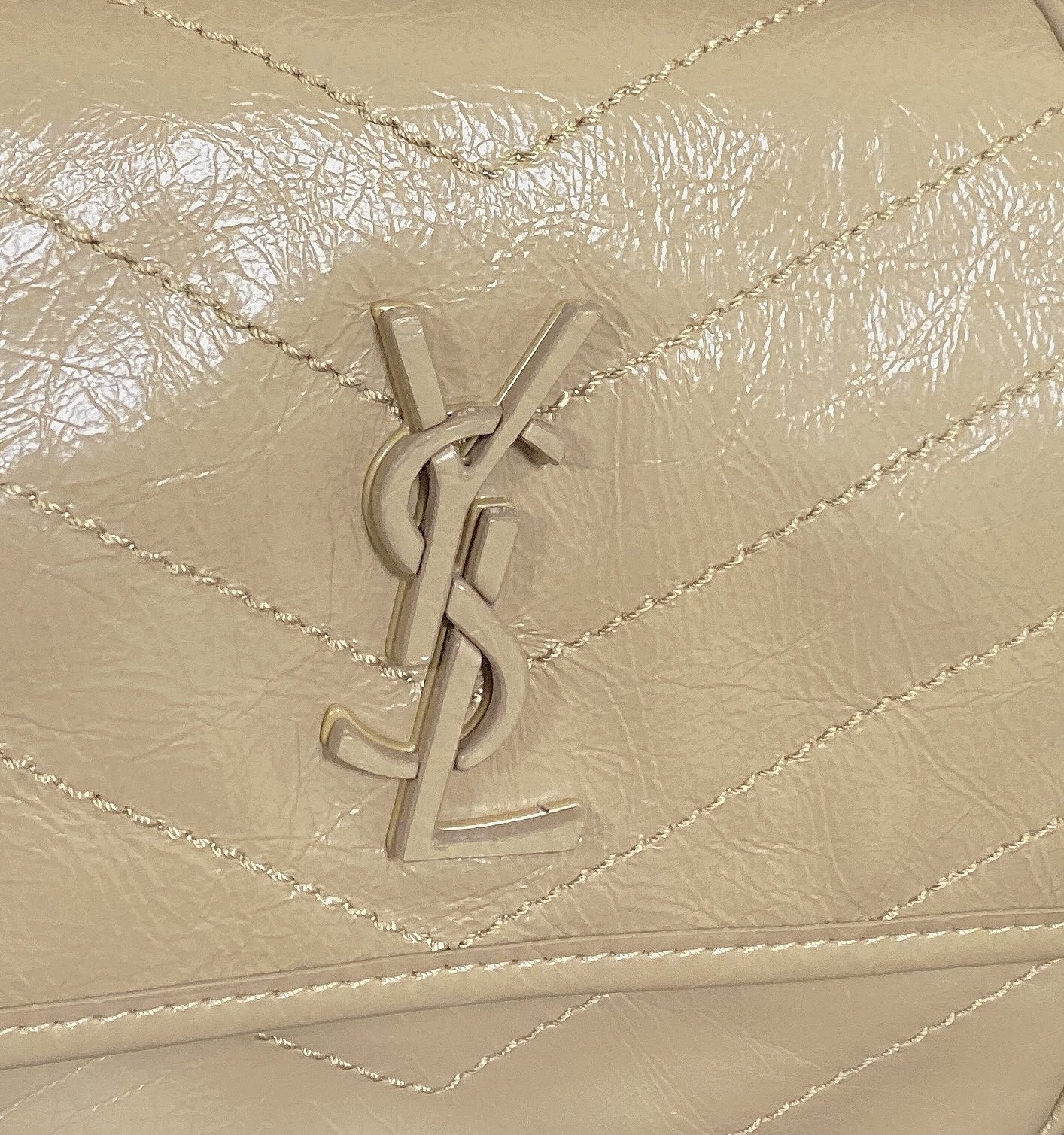 YSL NIKI BABY IN VINTAGE LEATHER DARK BEIGE 8.2 X 6 X 2.9 INCHES - Image 8