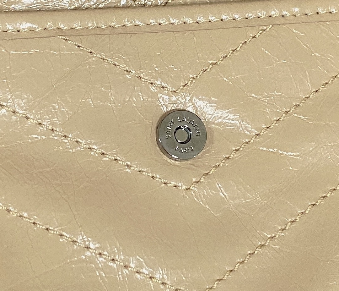 YSL NIKI BABY IN VINTAGE LEATHER DARK BEIGE 8.2 X 6 X 2.9 INCHES - Image 12