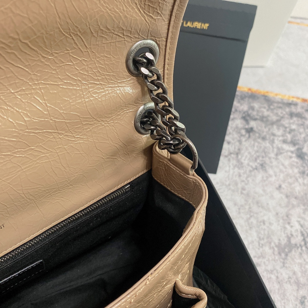 YSL NIKI MEDIUM IN VINTAGE LEATHER DARK BEIGE 11 X 7.8 X 3.3 INCHES - Image 9