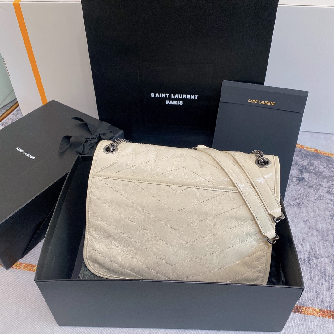 YSL NIKI MEDIUM IN VINTAGE LEATHER WHITE 11 X 7.8 X 3.3 INCHES - Image 3