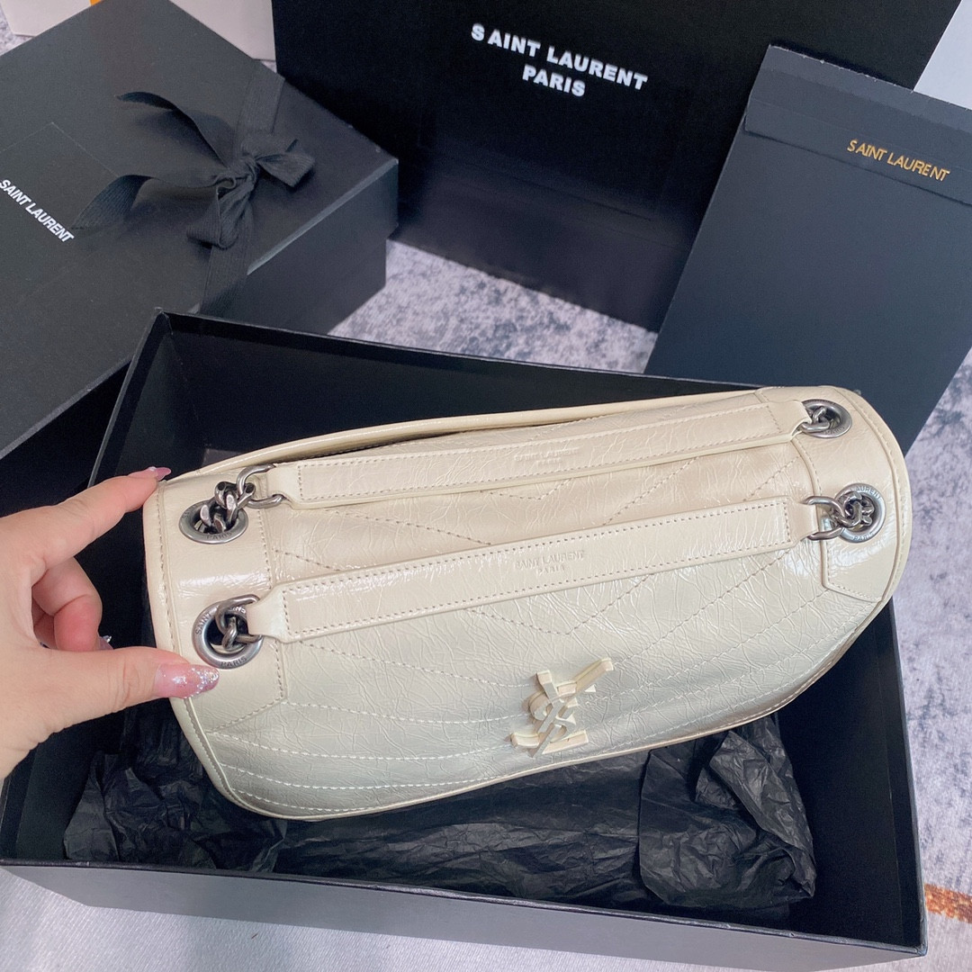 YSL NIKI MEDIUM IN VINTAGE LEATHER WHITE 11 X 7.8 X 3.3 INCHES - Image 4