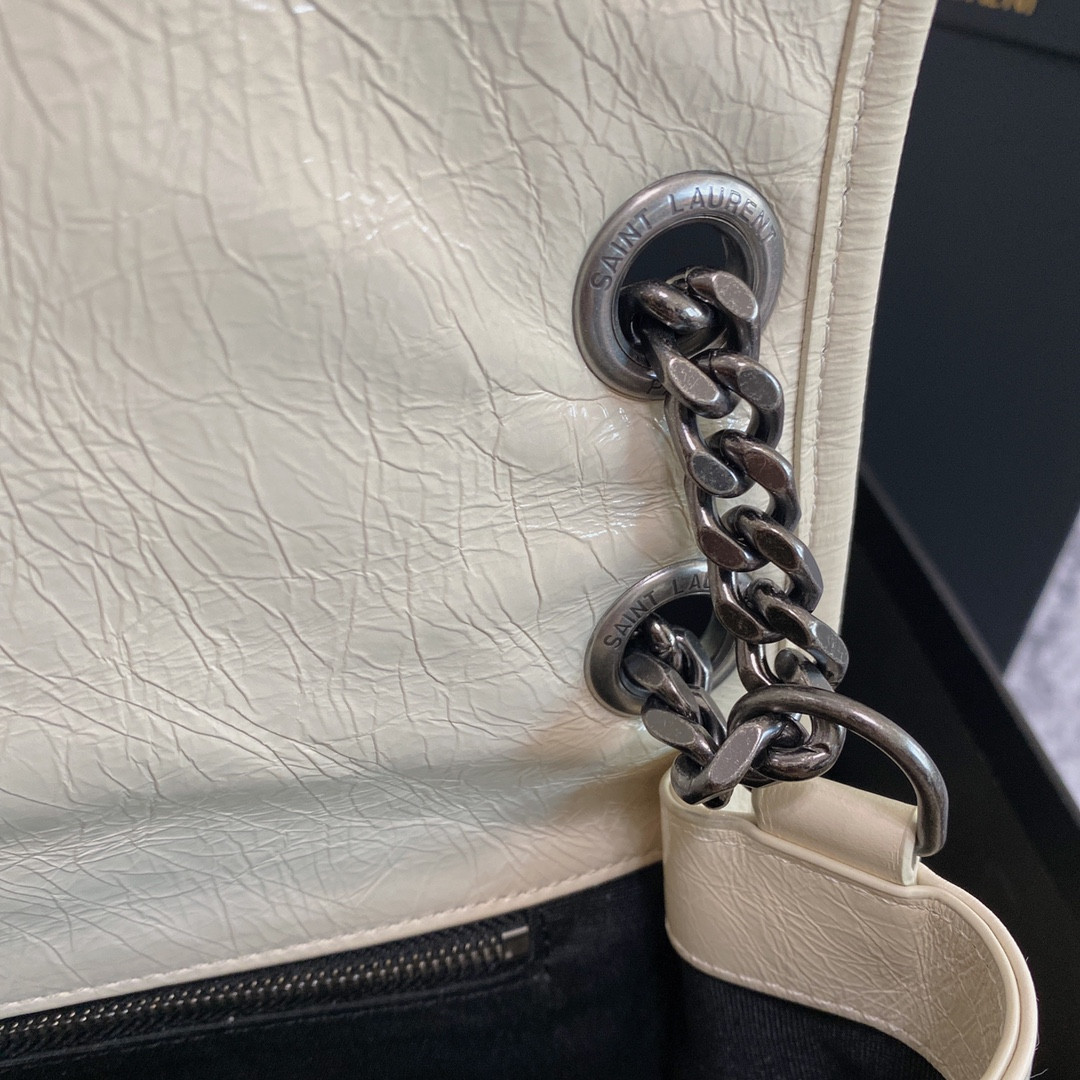 YSL NIKI MEDIUM IN VINTAGE LEATHER WHITE 11 X 7.8 X 3.3 INCHES - Image 9