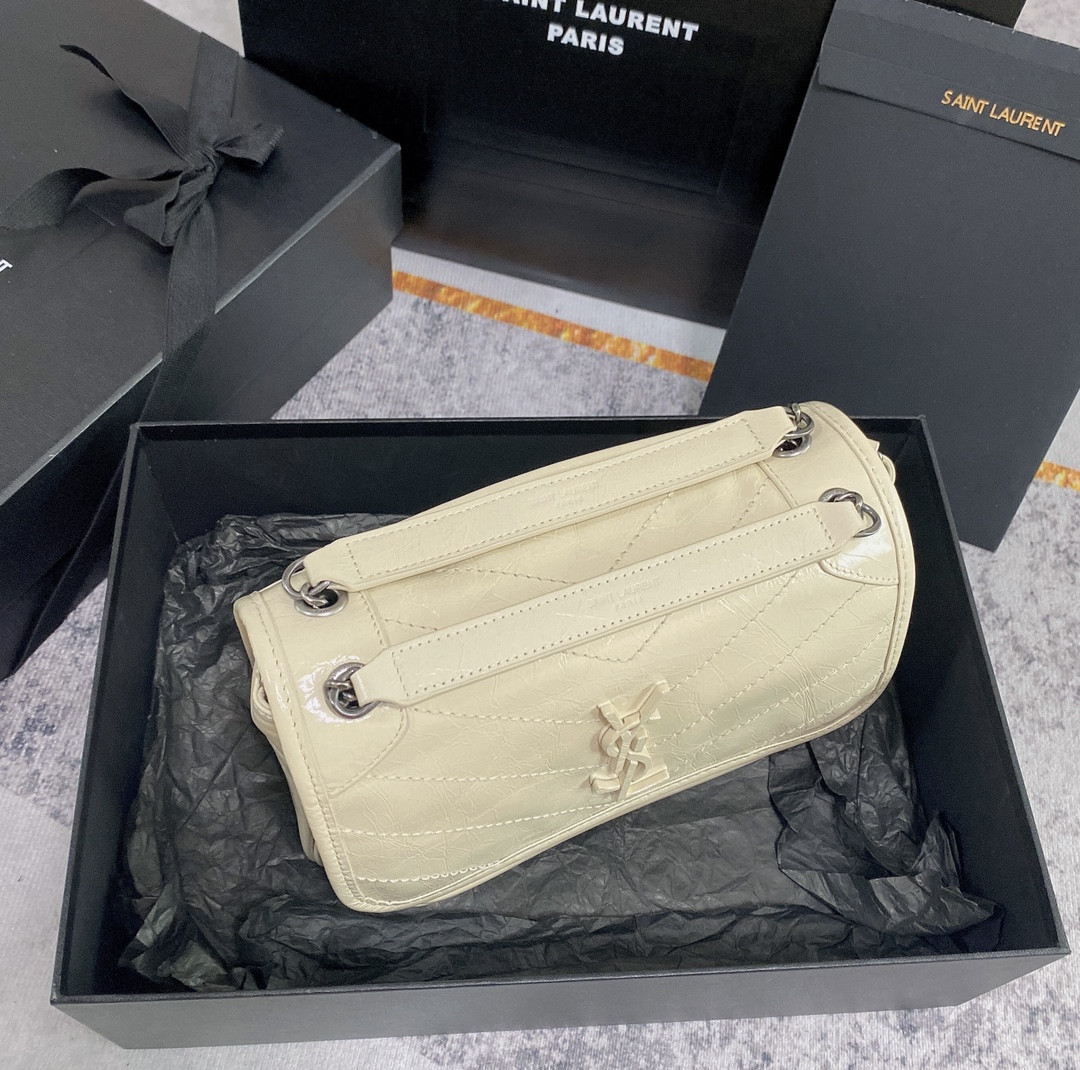 YSL NIKI BABY IN VINTAGE LEATHER BLANC VINTAGE 8.2 X 6 X 2.9 INCHES - Image 4