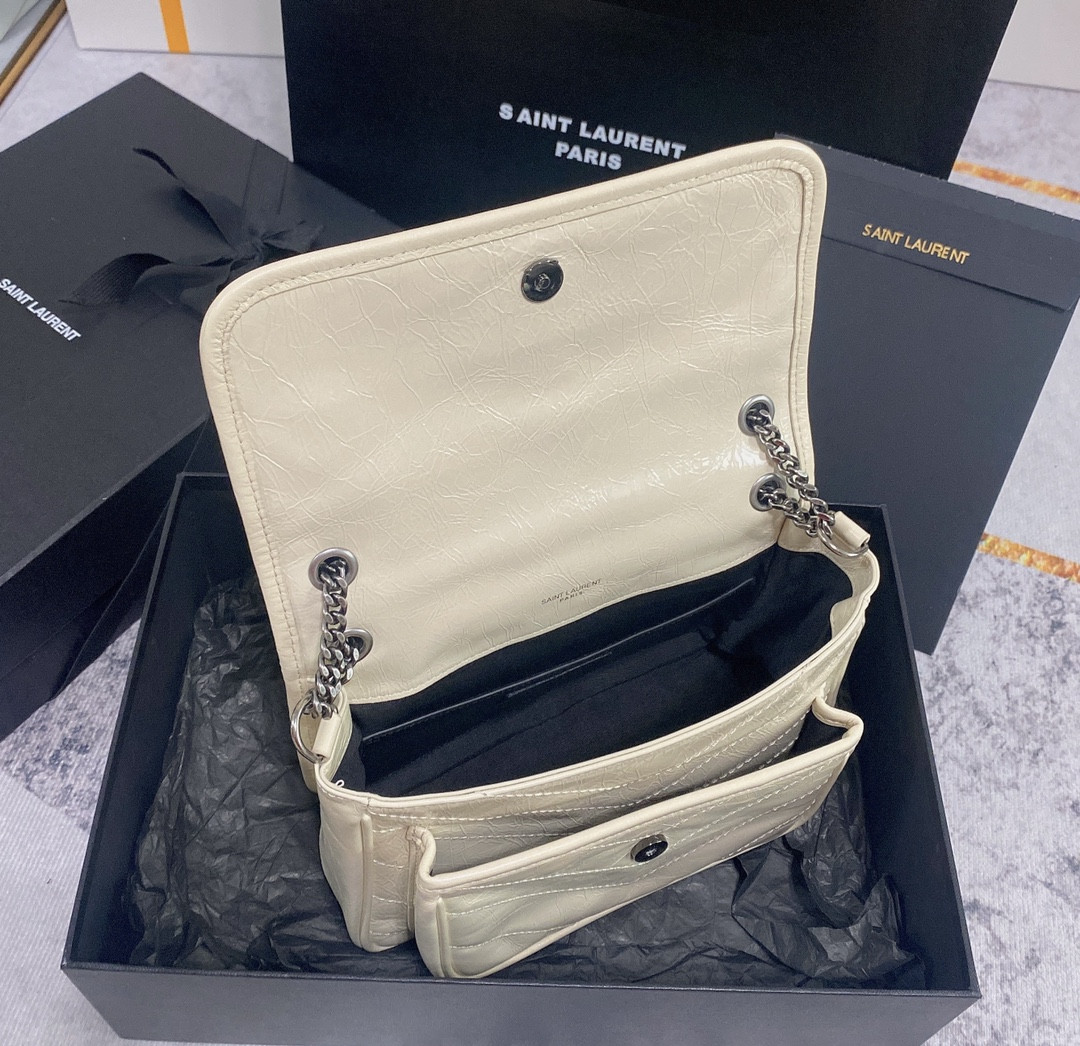 YSL NIKI BABY IN VINTAGE LEATHER BLANC VINTAGE 8.2 X 6 X 2.9 INCHES - Image 10