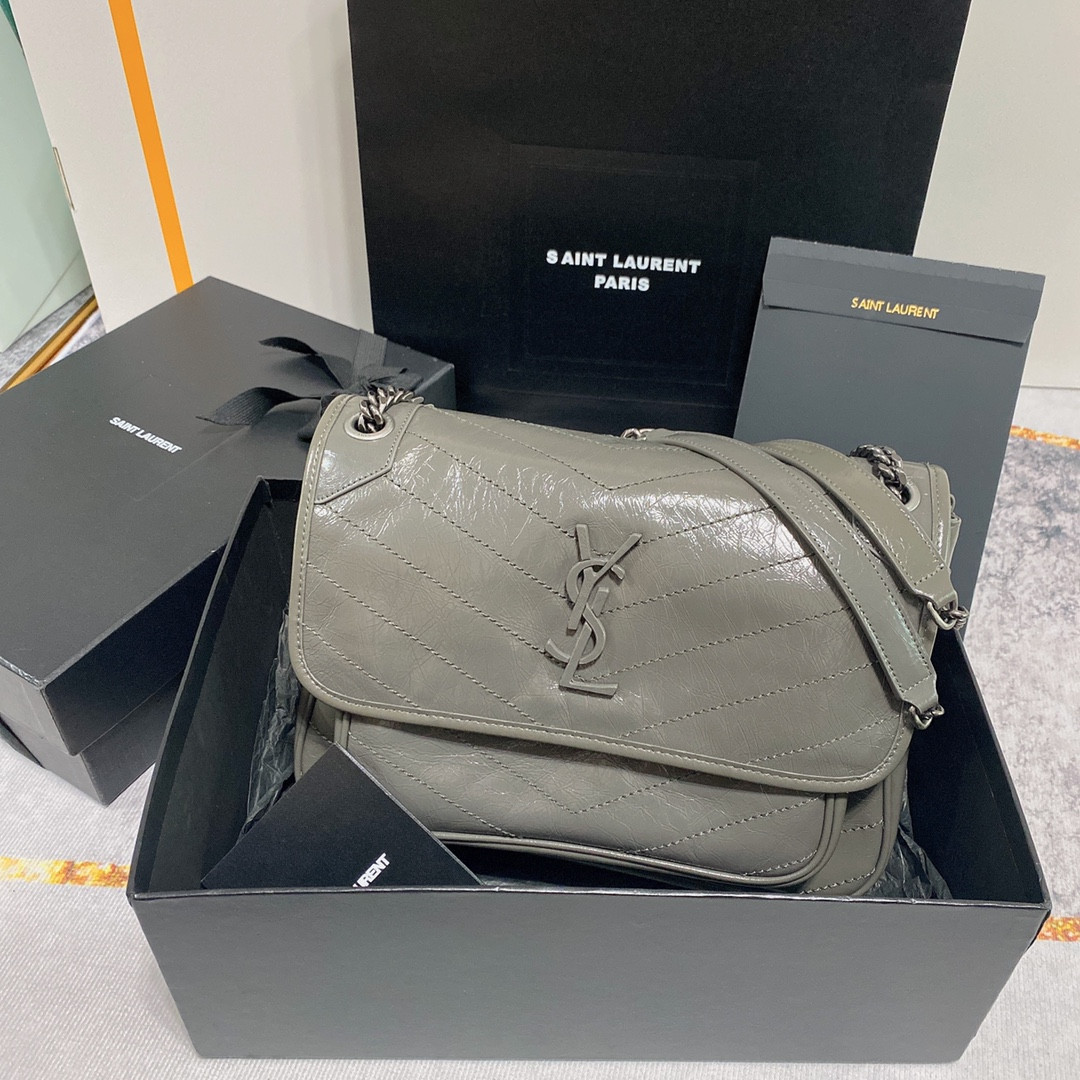 YSL NIKI MEDIUM IN VINTAGE LEATHER STORM 11 X 7.8 X 3.3 INCHES - Image 2