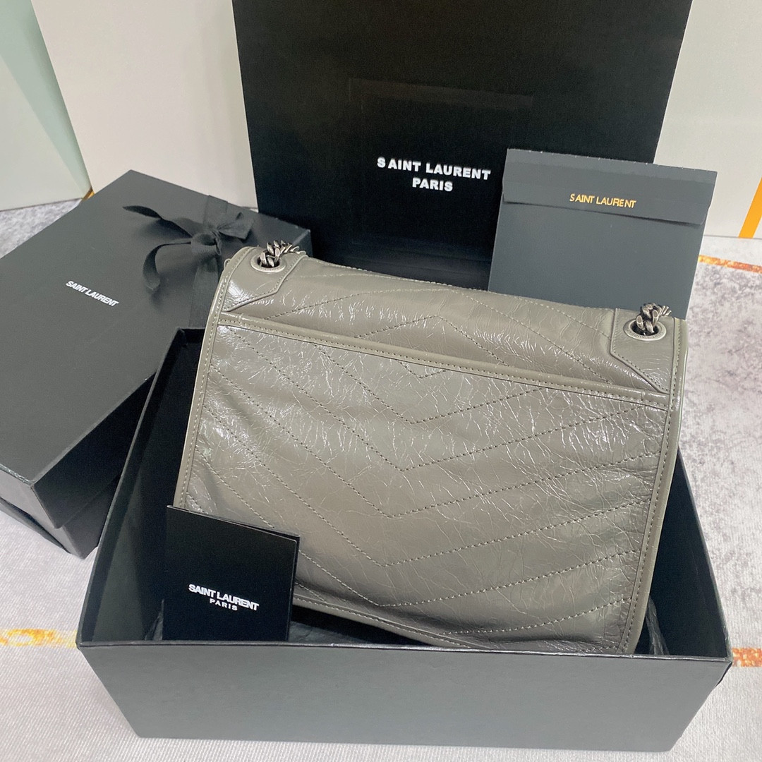YSL NIKI MEDIUM IN VINTAGE LEATHER STORM 11 X 7.8 X 3.3 INCHES - Image 3