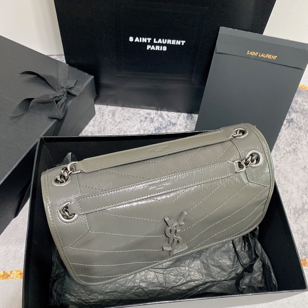 YSL NIKI MEDIUM IN VINTAGE LEATHER STORM 11 X 7.8 X 3.3 INCHES - Image 4
