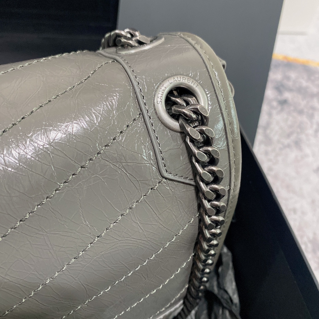 YSL NIKI MEDIUM IN VINTAGE LEATHER STORM 11 X 7.8 X 3.3 INCHES - Image 8