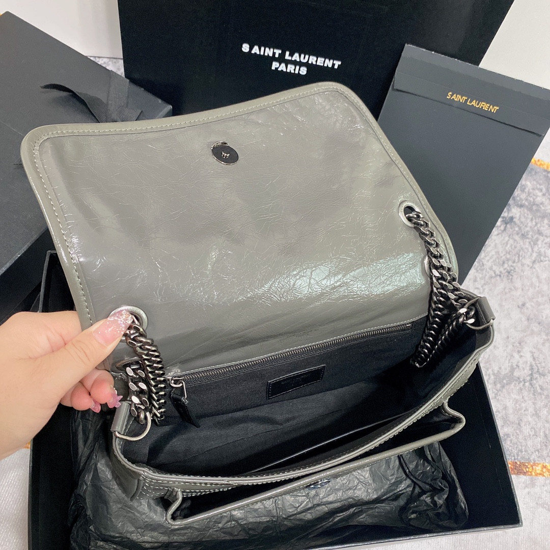 YSL NIKI MEDIUM IN VINTAGE LEATHER STORM 11 X 7.8 X 3.3 INCHES - Image 10