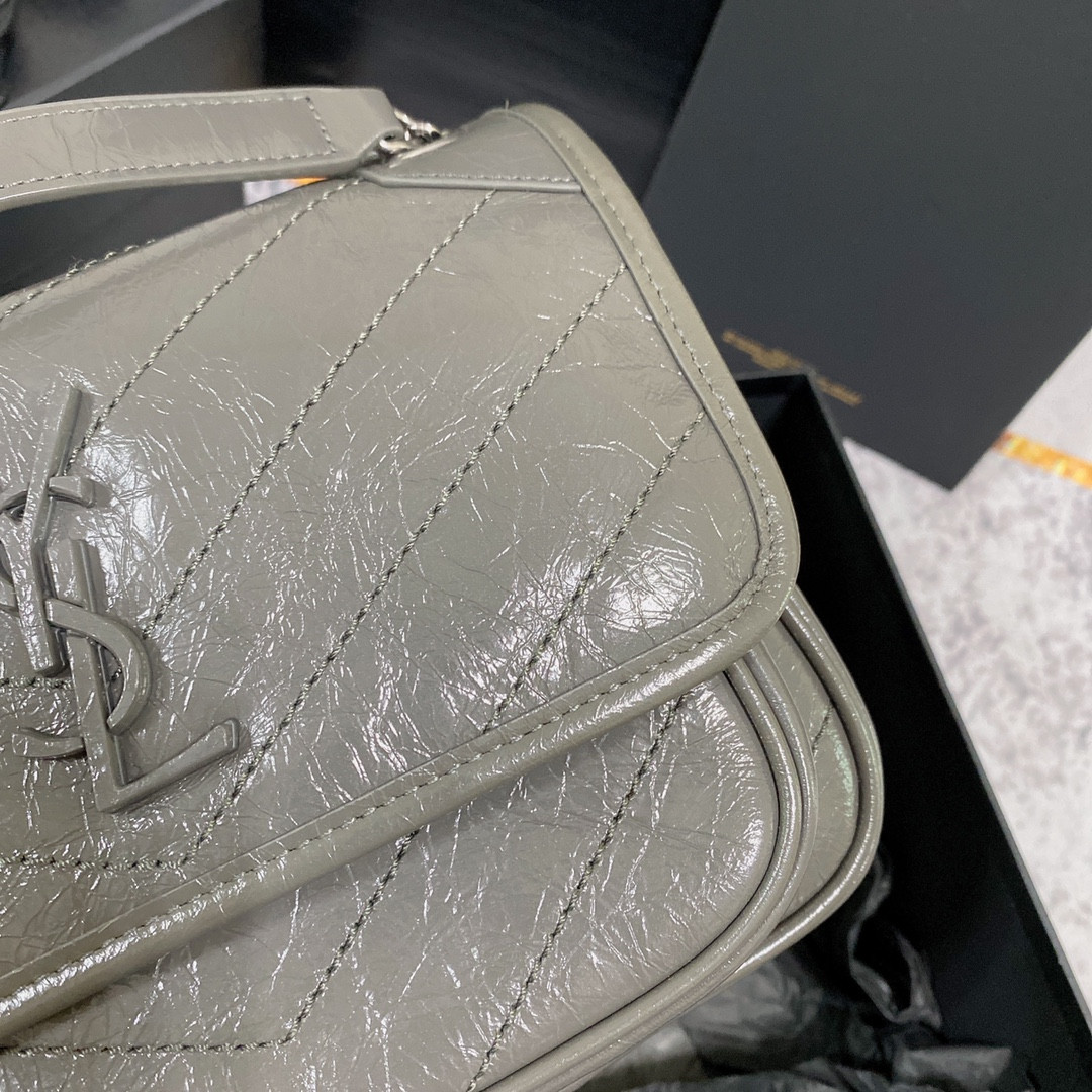 YSL NIKI BABY IN VINTAGE LEATHER STORM 8.2 X 6 X 2.9 INCHES - Image 9