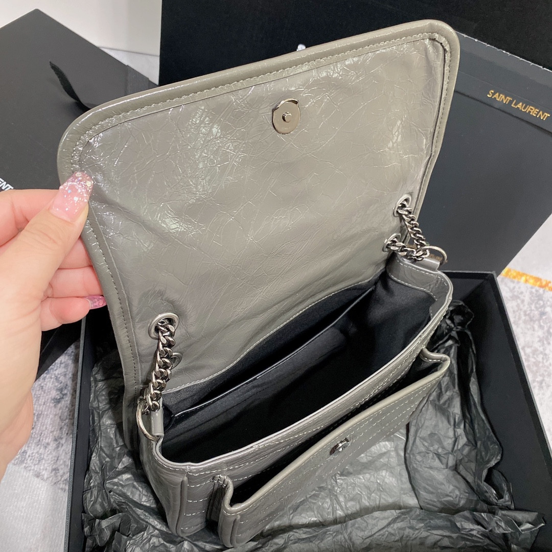 YSL NIKI BABY IN VINTAGE LEATHER STORM 8.2 X 6 X 2.9 INCHES - Image 10