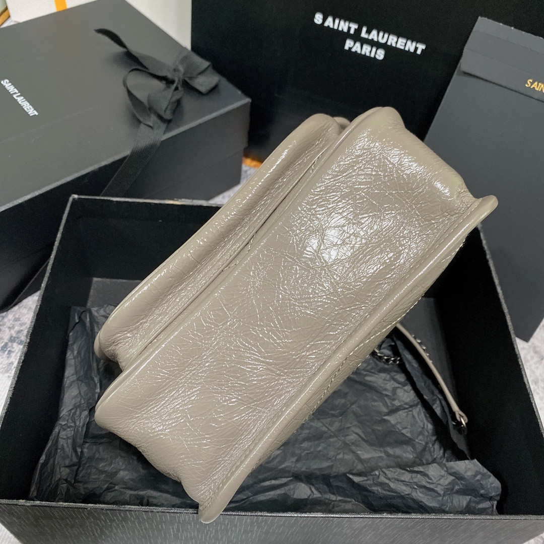 YSL NIKI BABY IN VINTAGE LEATHER LIGHT GRAY 8.2 X 6 X 2.9 INCHES - Image 5