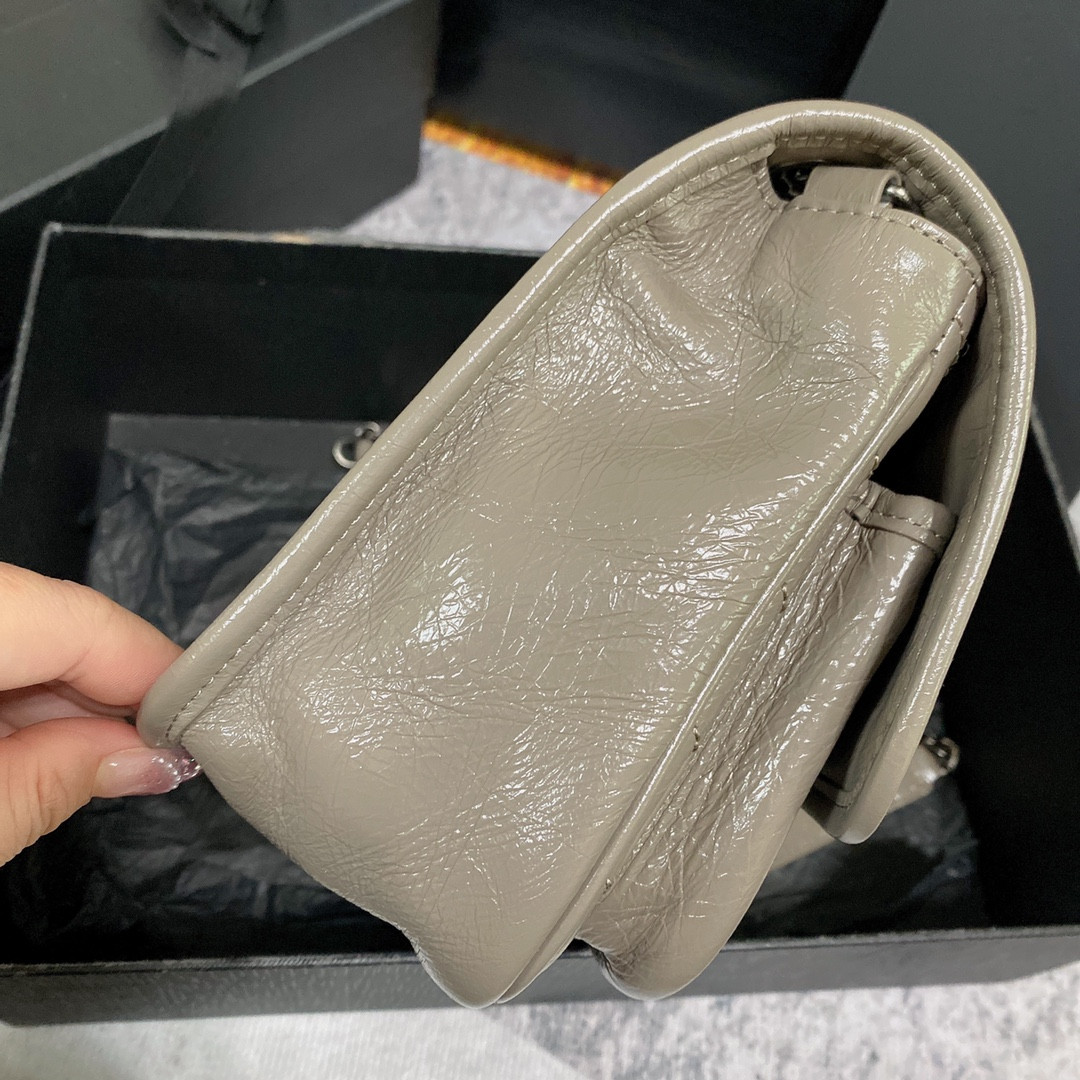 YSL NIKI BABY IN VINTAGE LEATHER LIGHT GRAY 8.2 X 6 X 2.9 INCHES - Image 6