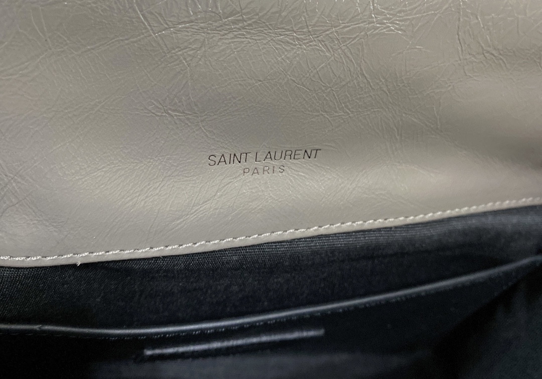 YSL NIKI BABY IN VINTAGE LEATHER LIGHT GRAY 8.2 X 6 X 2.9 INCHES - Image 13