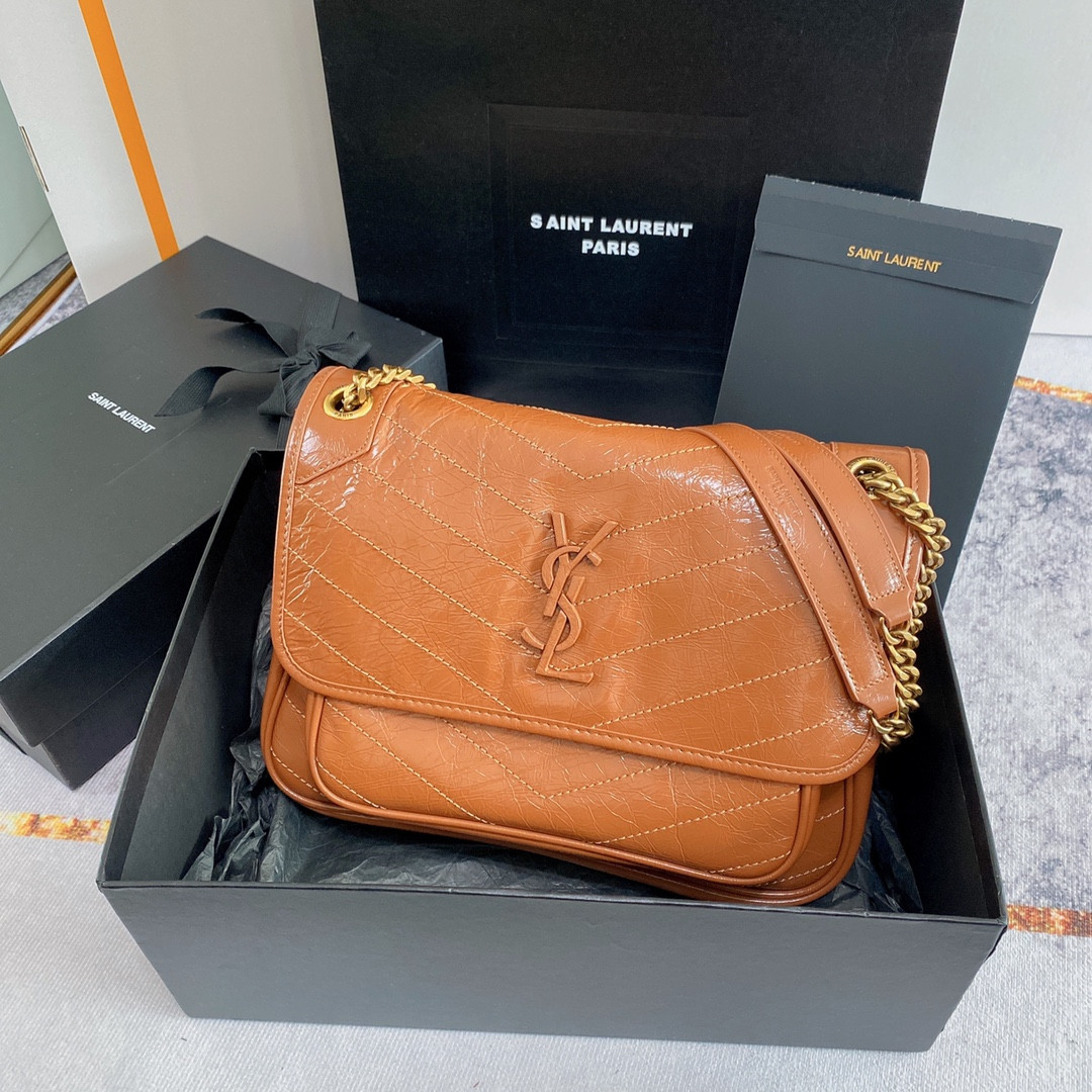 YSL NIKI MEDIUM IN VINTAGE LEATHER LIGHT CARAMEL 11 X 7.8 X 3.3 INCHES - Image 2