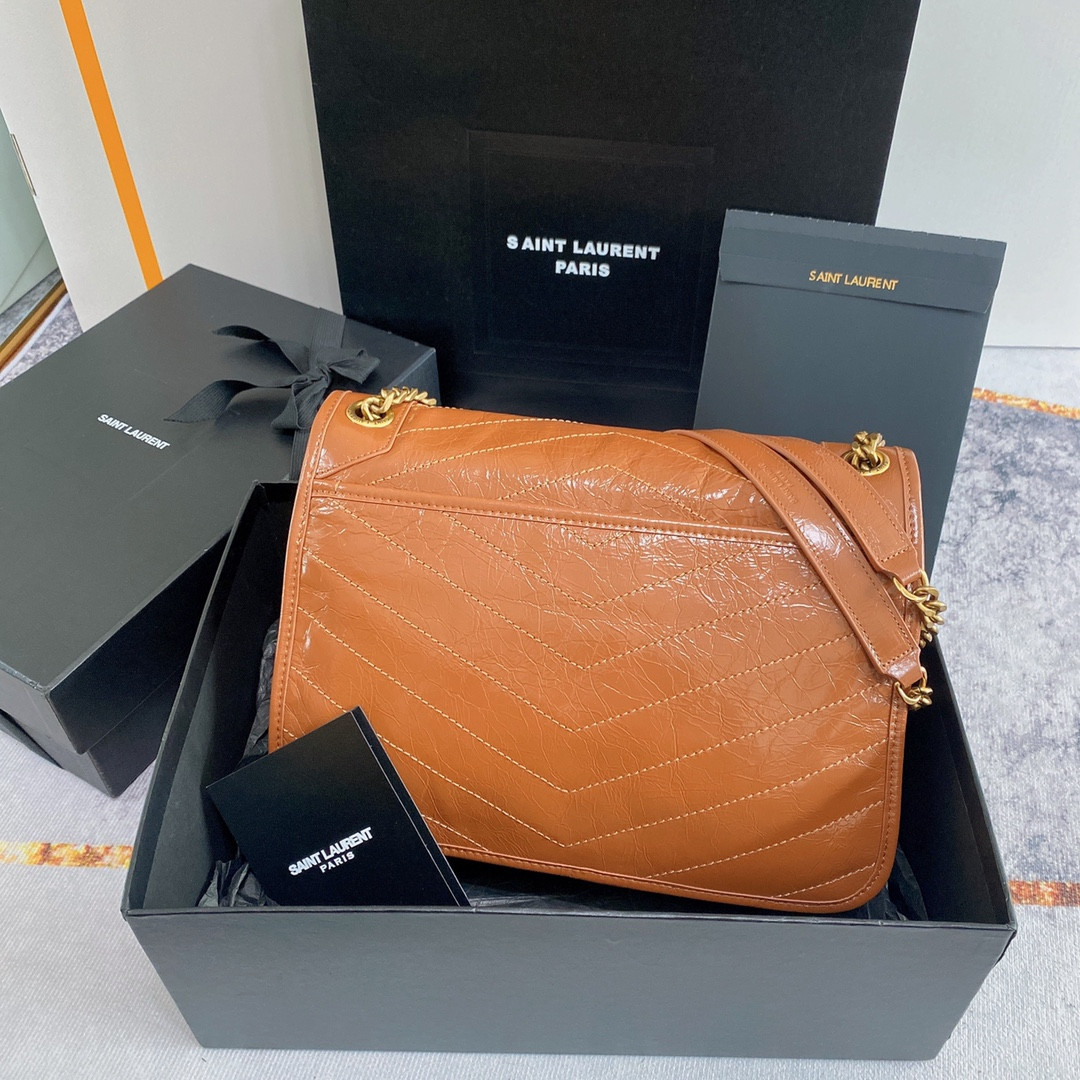YSL NIKI MEDIUM IN VINTAGE LEATHER LIGHT CARAMEL 11 X 7.8 X 3.3 INCHES - Image 3
