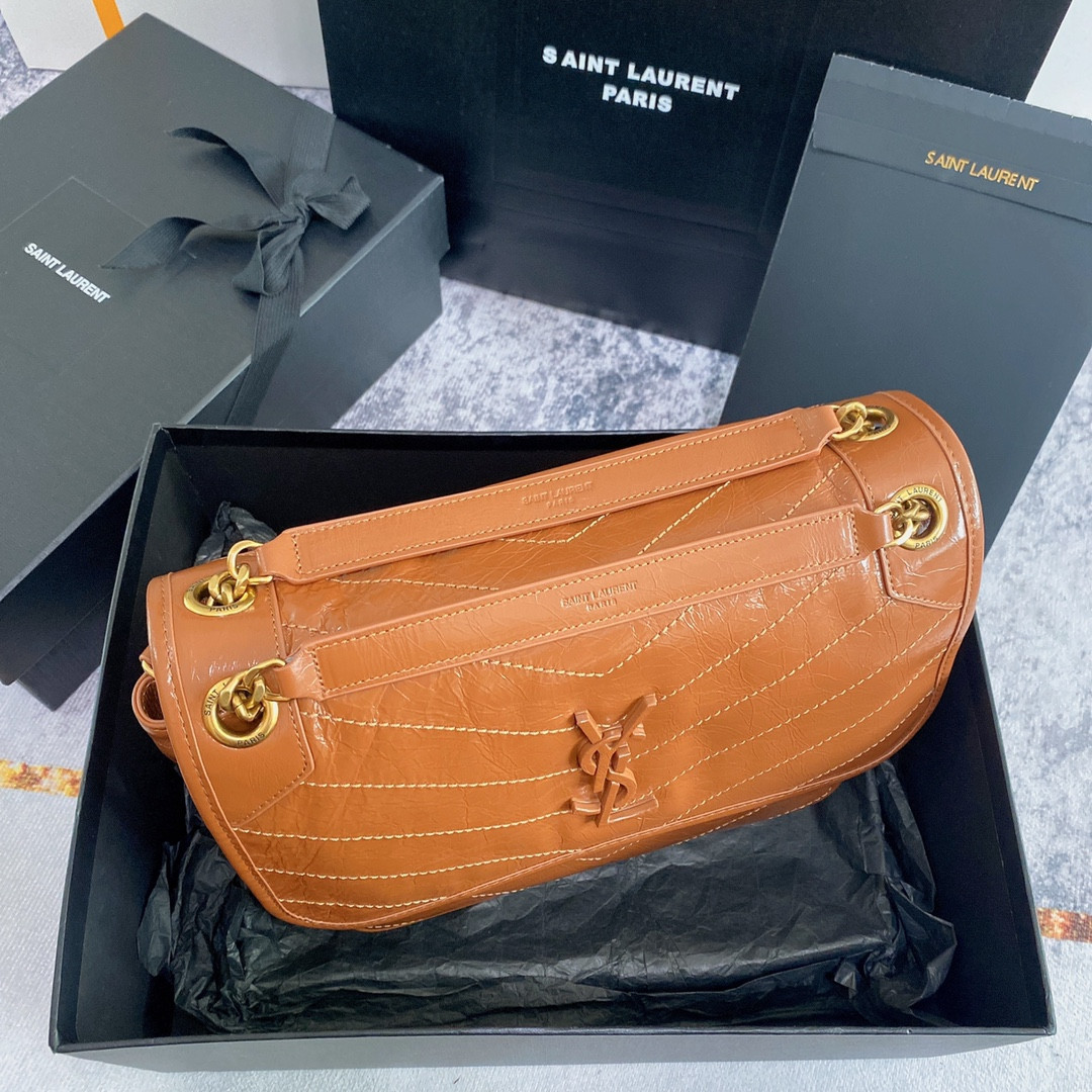 YSL NIKI MEDIUM IN VINTAGE LEATHER LIGHT CARAMEL 11 X 7.8 X 3.3 INCHES - Image 4