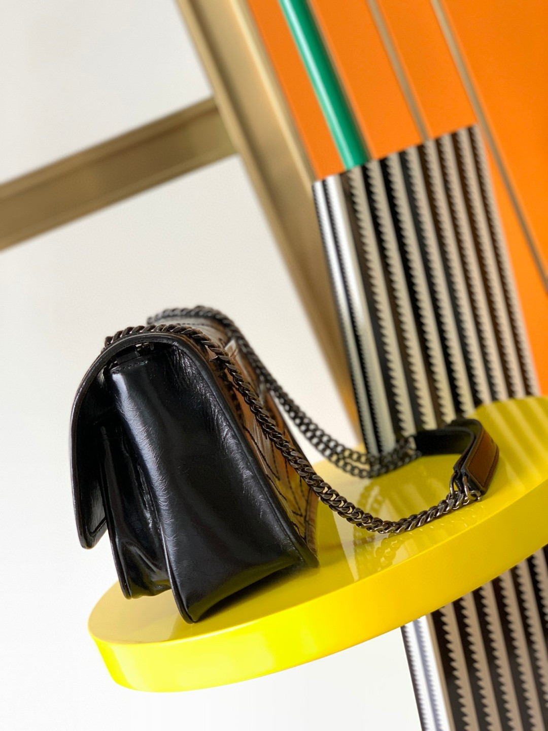 YSL NIKI BABY IN VINTAGE LEATHER BLACK 21x16x7.5cm - Image 3