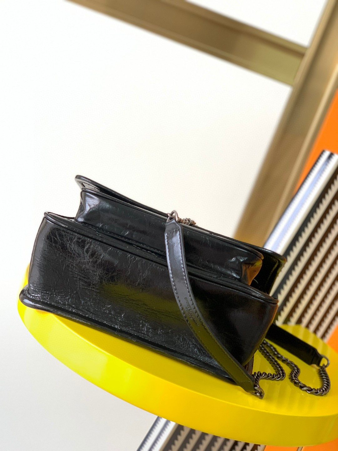 YSL NIKI BABY IN VINTAGE LEATHER BLACK 21x16x7.5cm - Image 4