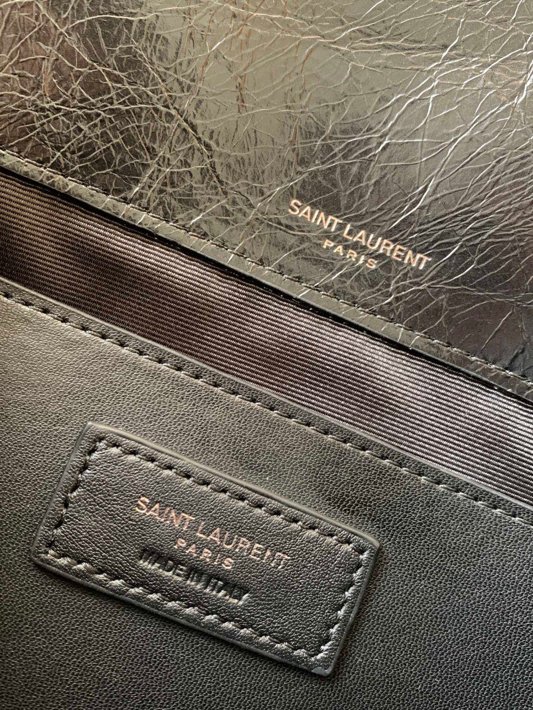 YSL NIKI BABY IN VINTAGE LEATHER BLACK 21x16x7.5cm - Image 10