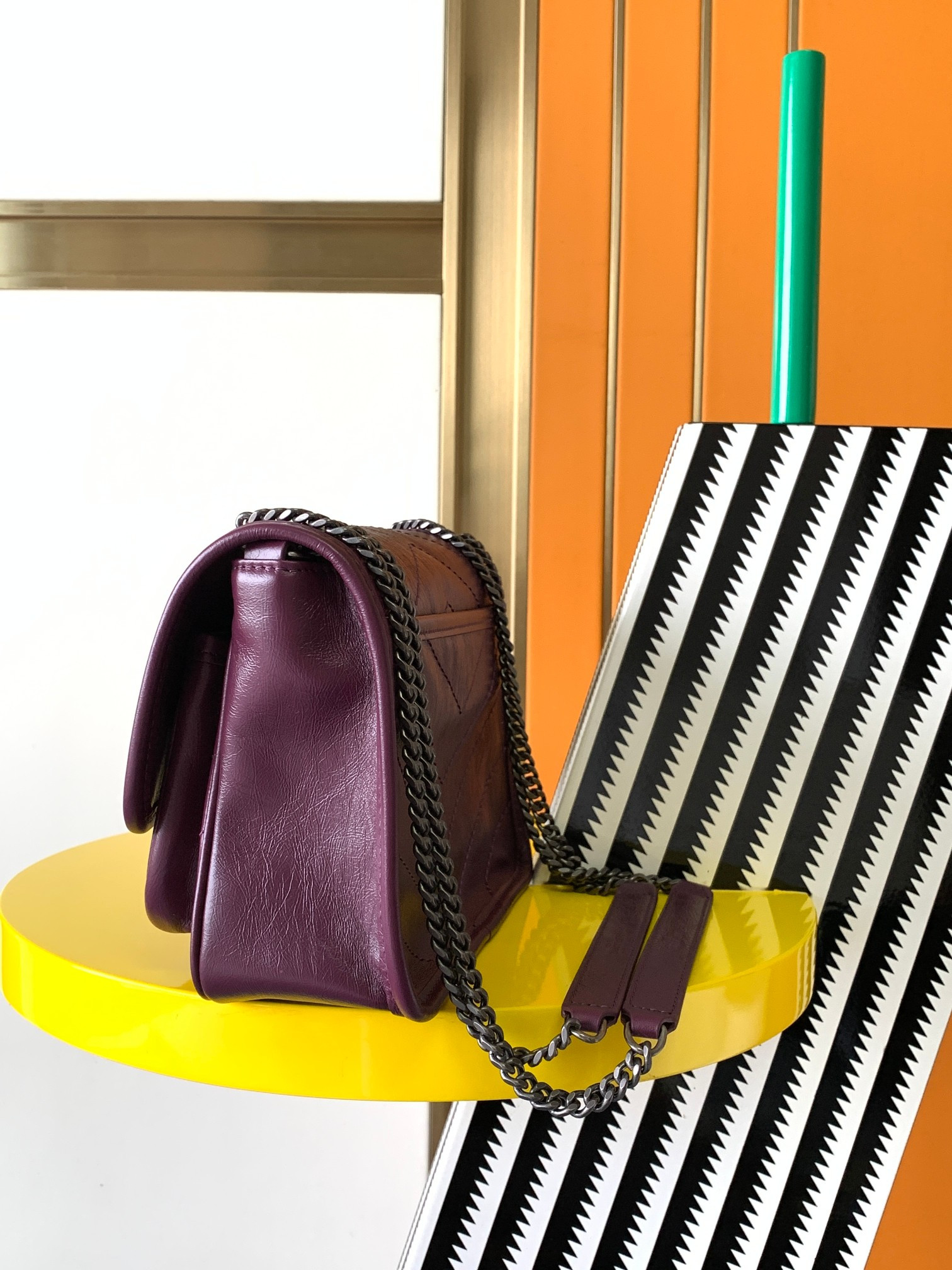 YSL NIKI BABY IN VINTAGE LEATHER PURPLE 8.2 X 6 X 2.9 INCHES - Image 3
