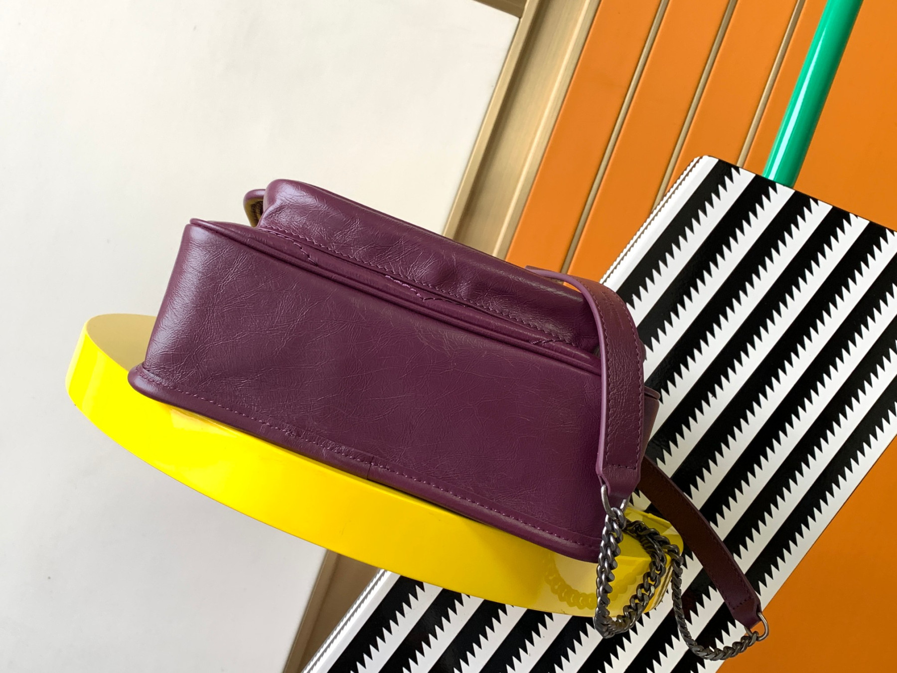 YSL NIKI BABY IN VINTAGE LEATHER PURPLE 8.2 X 6 X 2.9 INCHES - Image 4