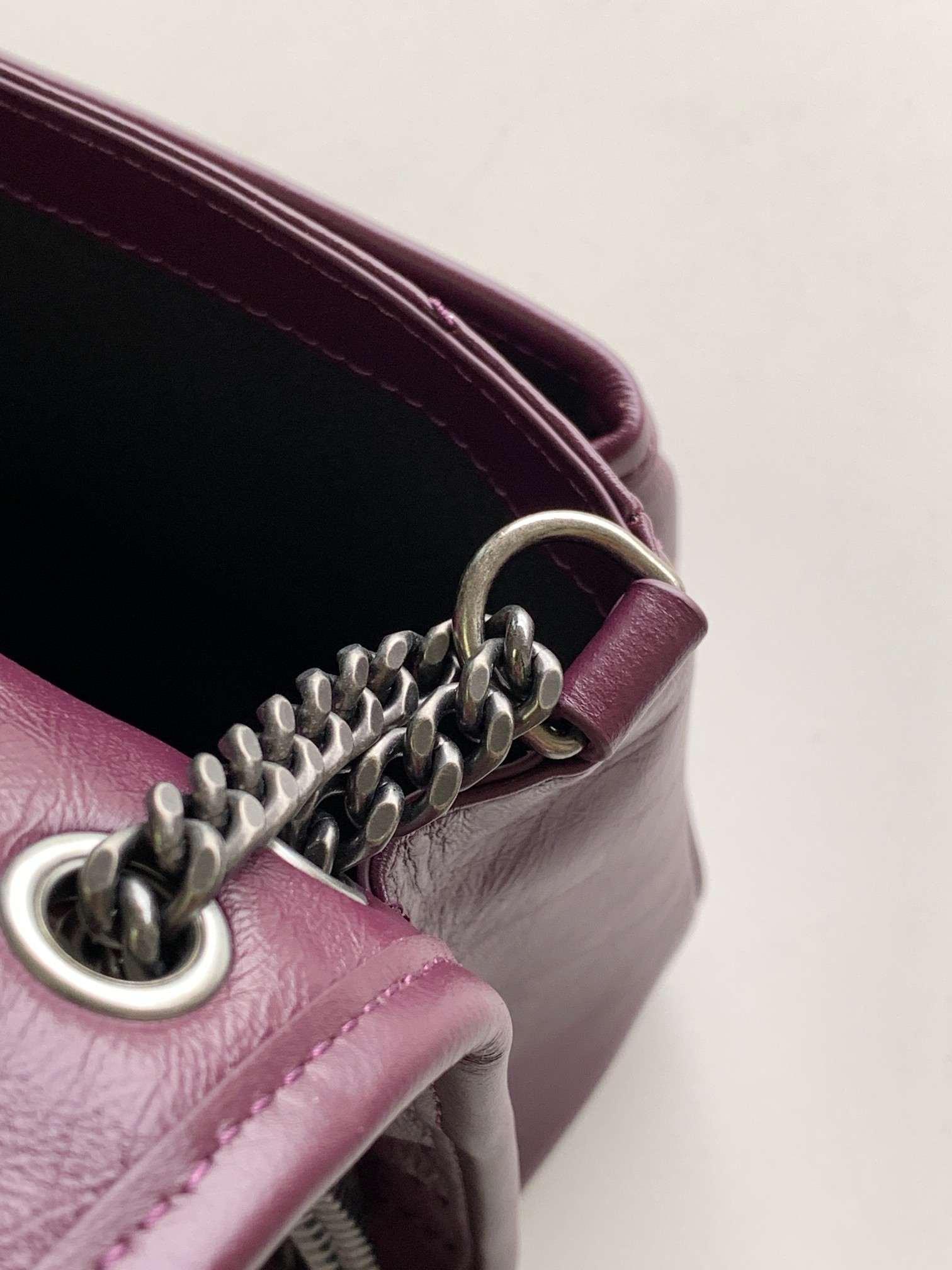 YSL NIKI BABY IN VINTAGE LEATHER PURPLE 8.2 X 6 X 2.9 INCHES - Image 8