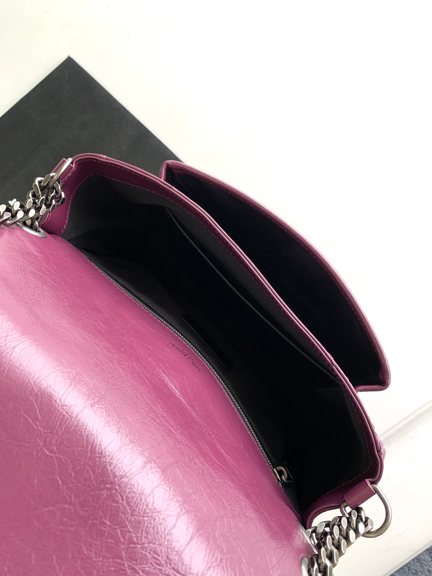 YSL NIKI MEDIUM IN VINTAGE LEATHER PURPLE 11 X 7.8 X 3.3 INCHES - Image 8