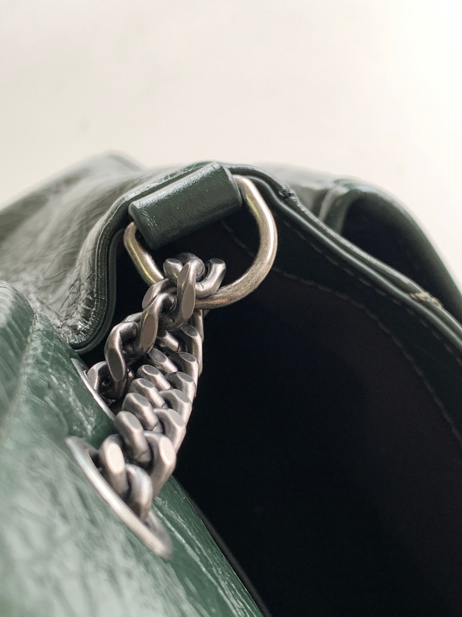 YSL NIKI BABY IN VINTAGE LEATHER DARK GREEN 8.2 X 6 X 2.9 INCHES - Image 8