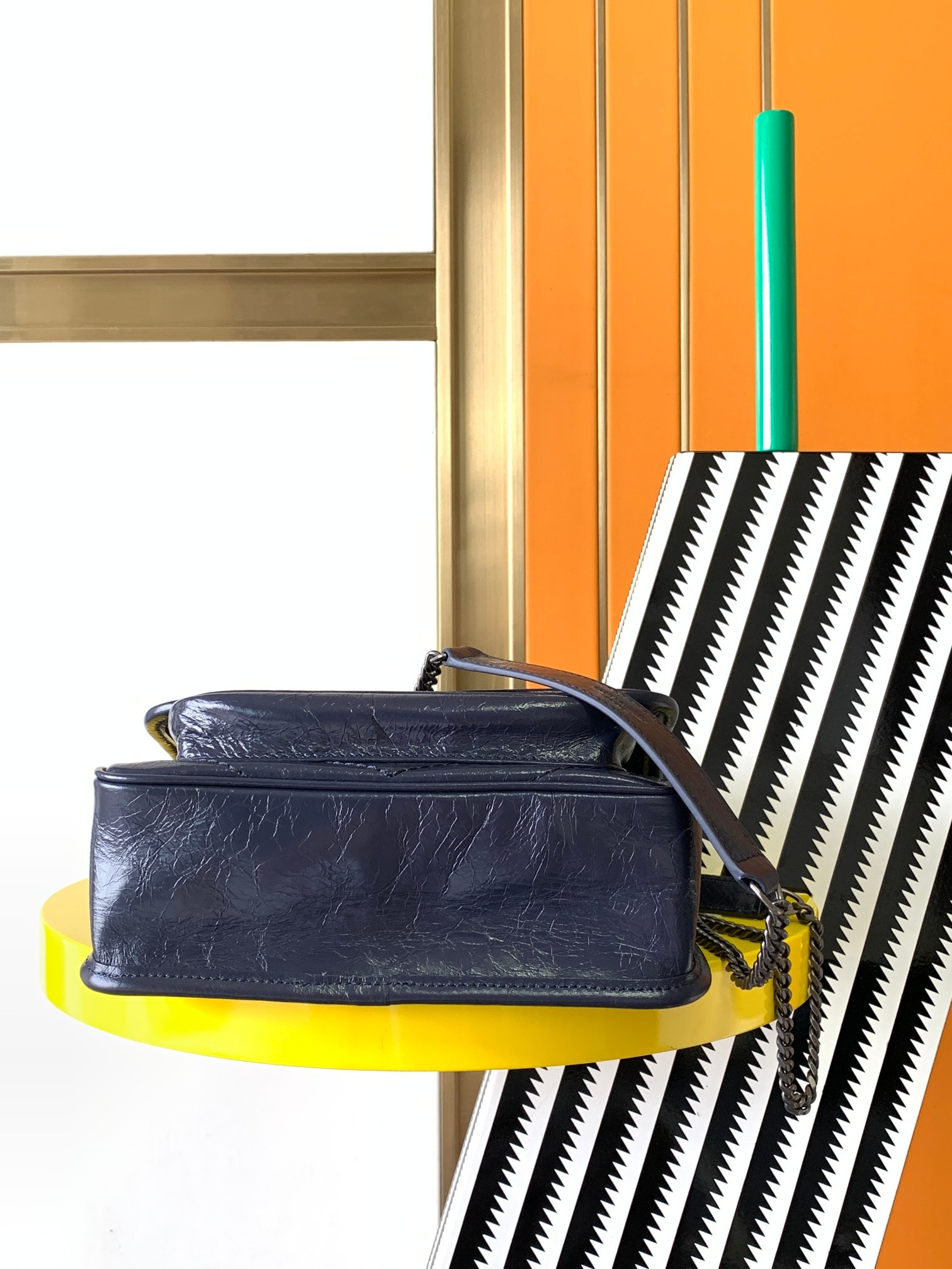 YSL NIKI BABY IN VINTAGE LEATHER NAVY 8.2 X 6 X 2.9 INCHES - Image 4