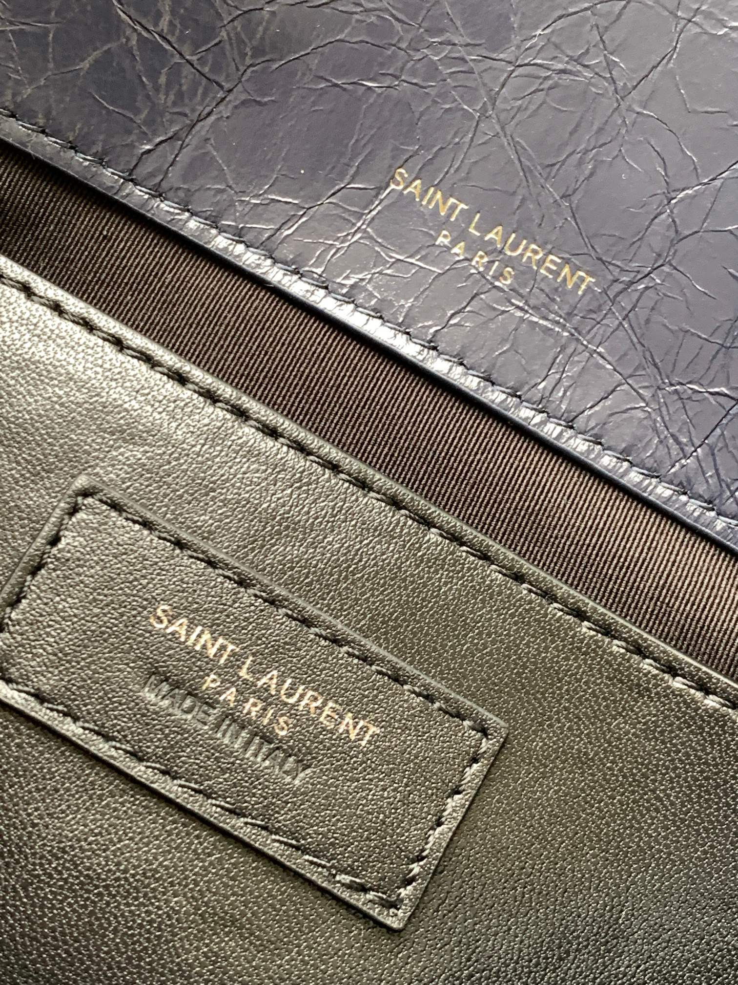 YSL NIKI BABY IN VINTAGE LEATHER NAVY 8.2 X 6 X 2.9 INCHES - Image 10