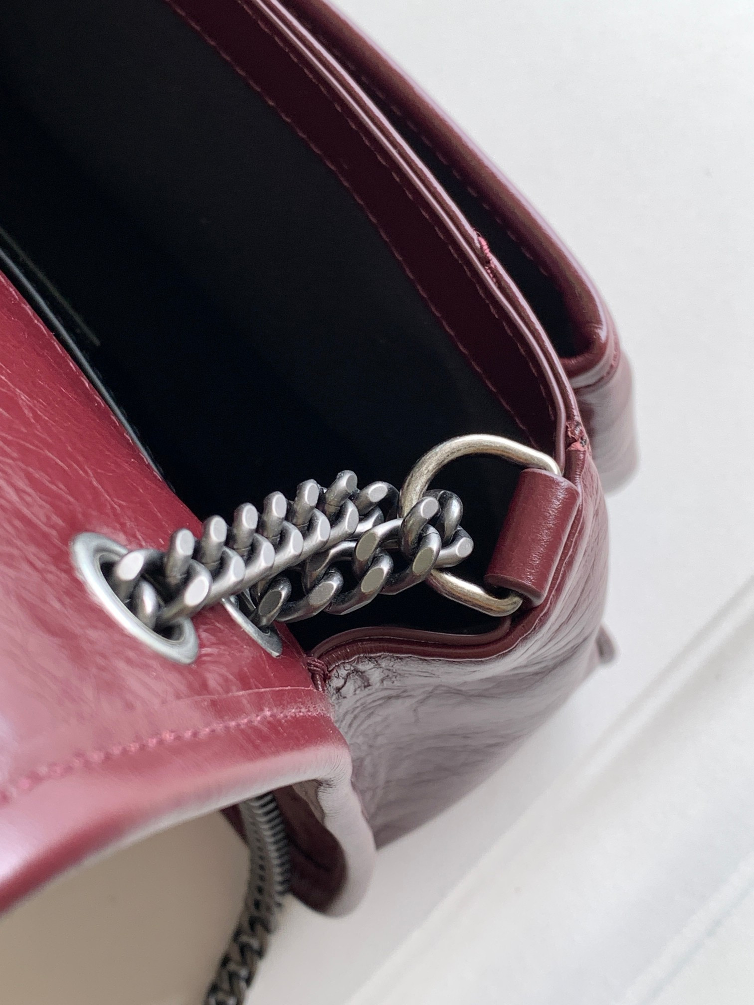 YSL NIKI BABY IN VINTAGE LEATHER Claret 8.2 X 6 X 2.9 INCHES - Image 8