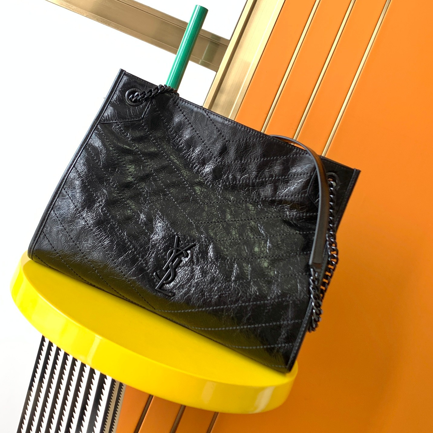 YSL NIKI SHOPPING IN VINTAGE LEATHER 12.9 X 10.6 X 4.5 INCHES - Image 8