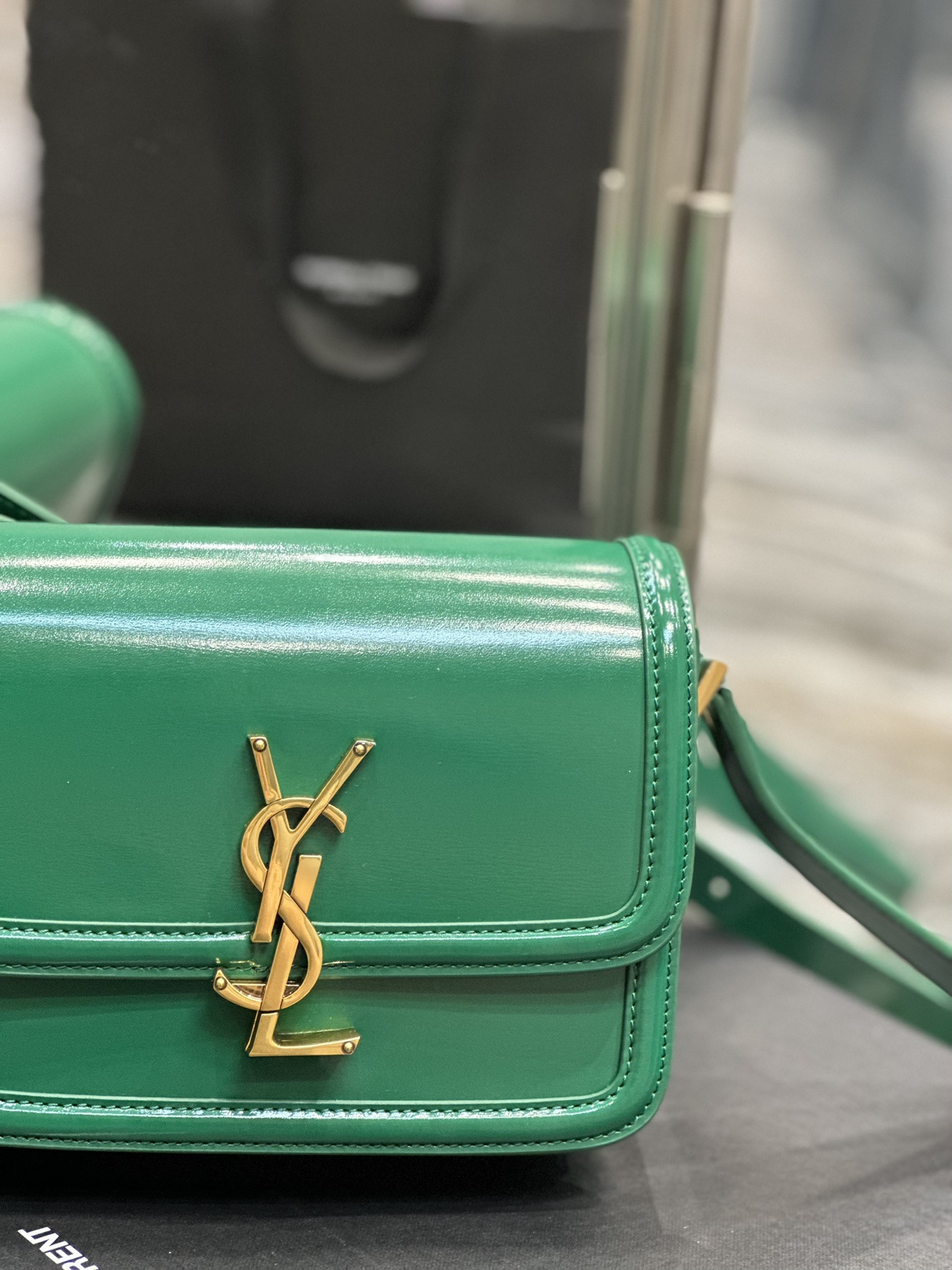 YSL SOLFERINO SMALL SATCHEL IN BOX SAINT LAURENT GREEN 7.4 X 5.1 X 1.9 INCHES - Image 5
