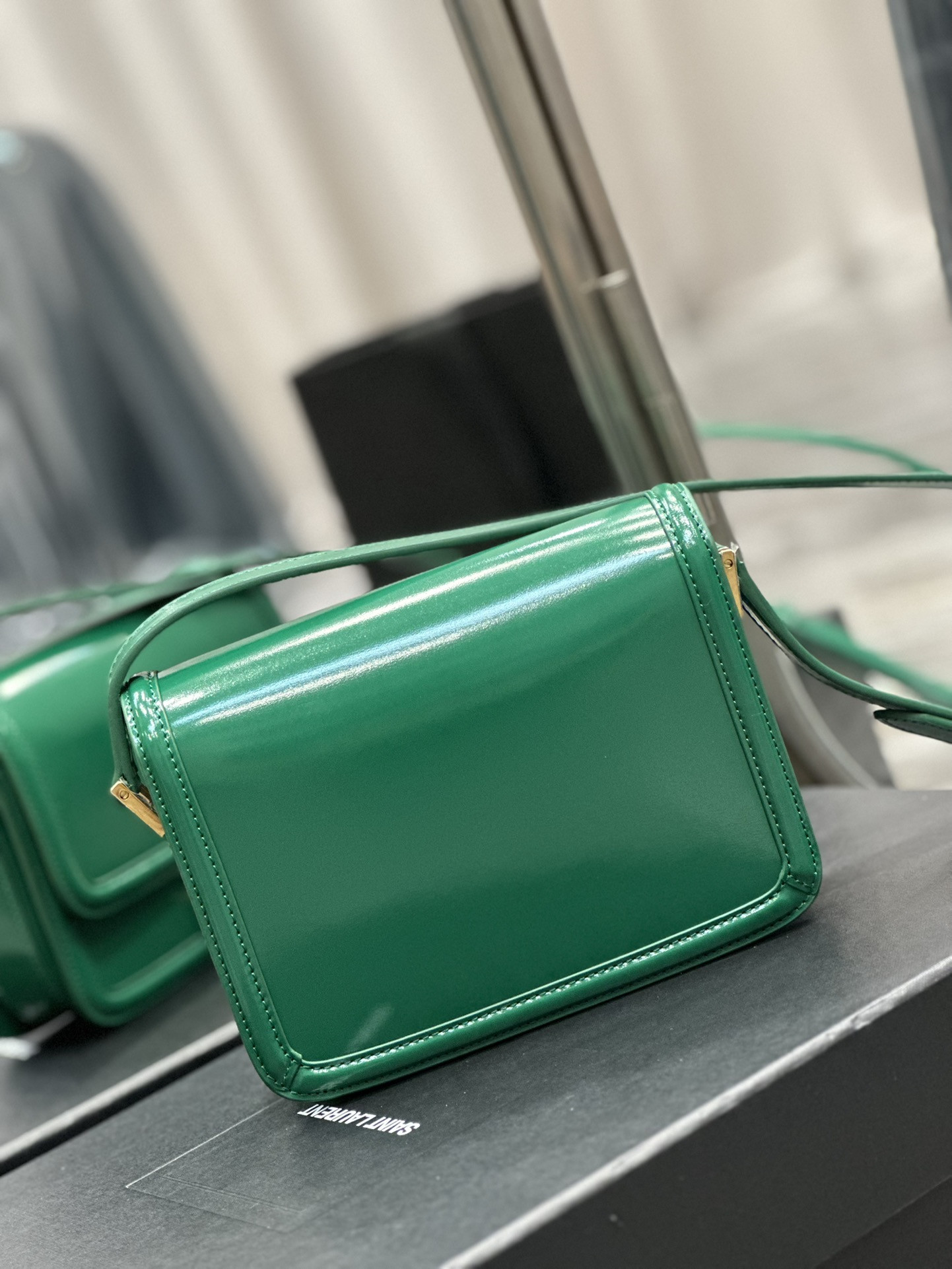 YSL SOLFERINO SMALL SATCHEL IN BOX SAINT LAURENT GREEN 7.4 X 5.1 X 1.9 INCHES - Image 7