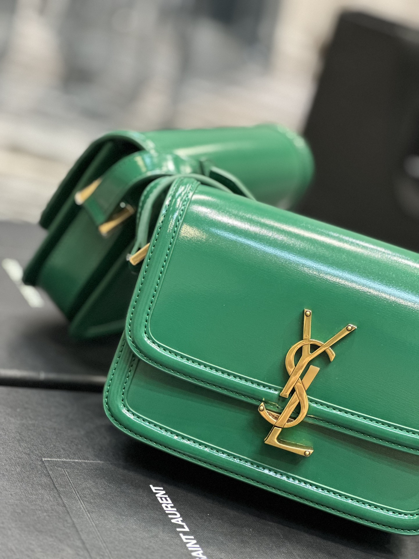 YSL SOLFERINO SMALL SATCHEL IN BOX SAINT LAURENT GREEN 7.4 X 5.1 X 1.9 INCHES - Image 12