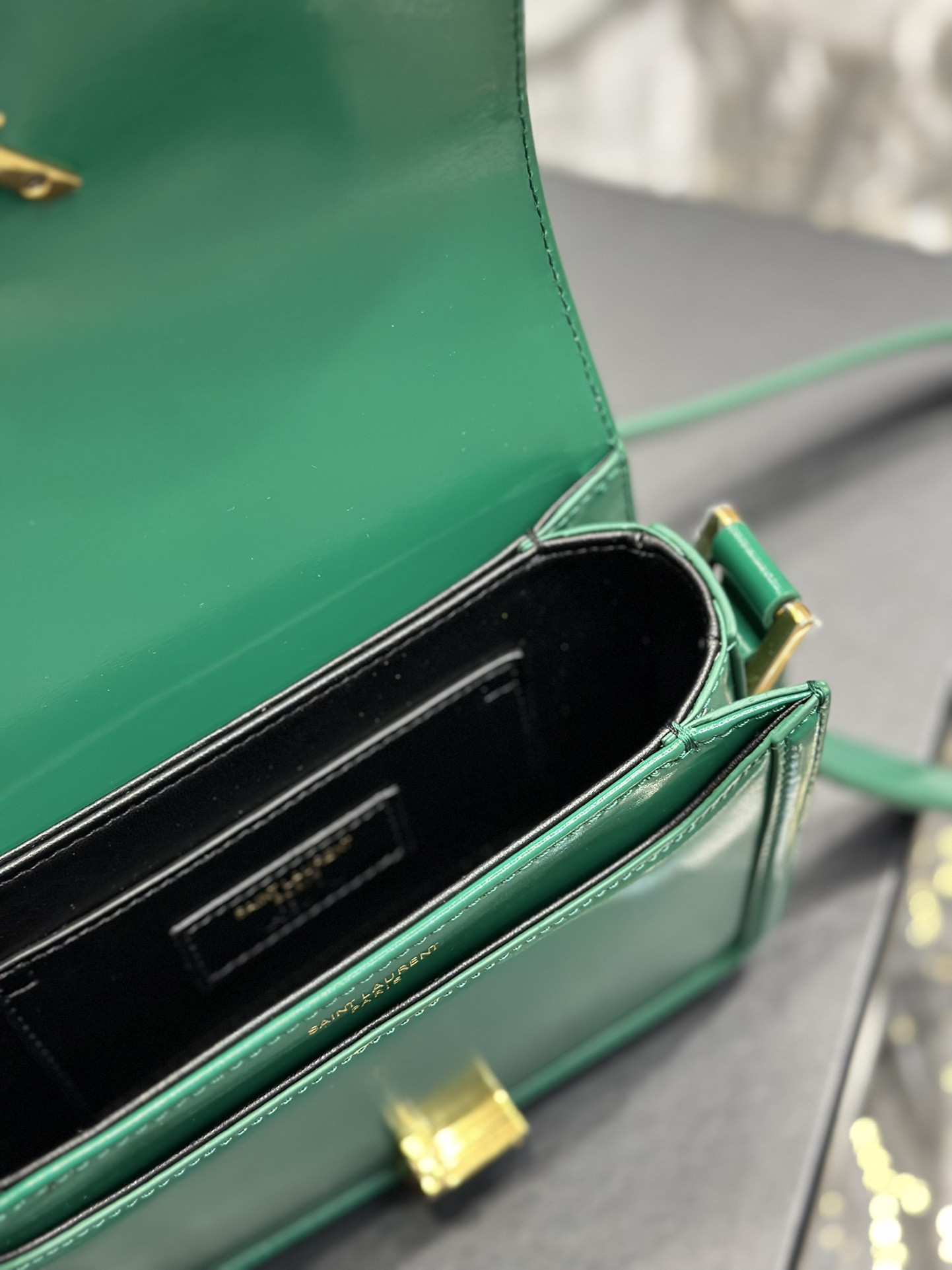 YSL SOLFERINO SMALL SATCHEL IN BOX SAINT LAURENT GREEN 7.4 X 5.1 X 1.9 INCHES - Image 18