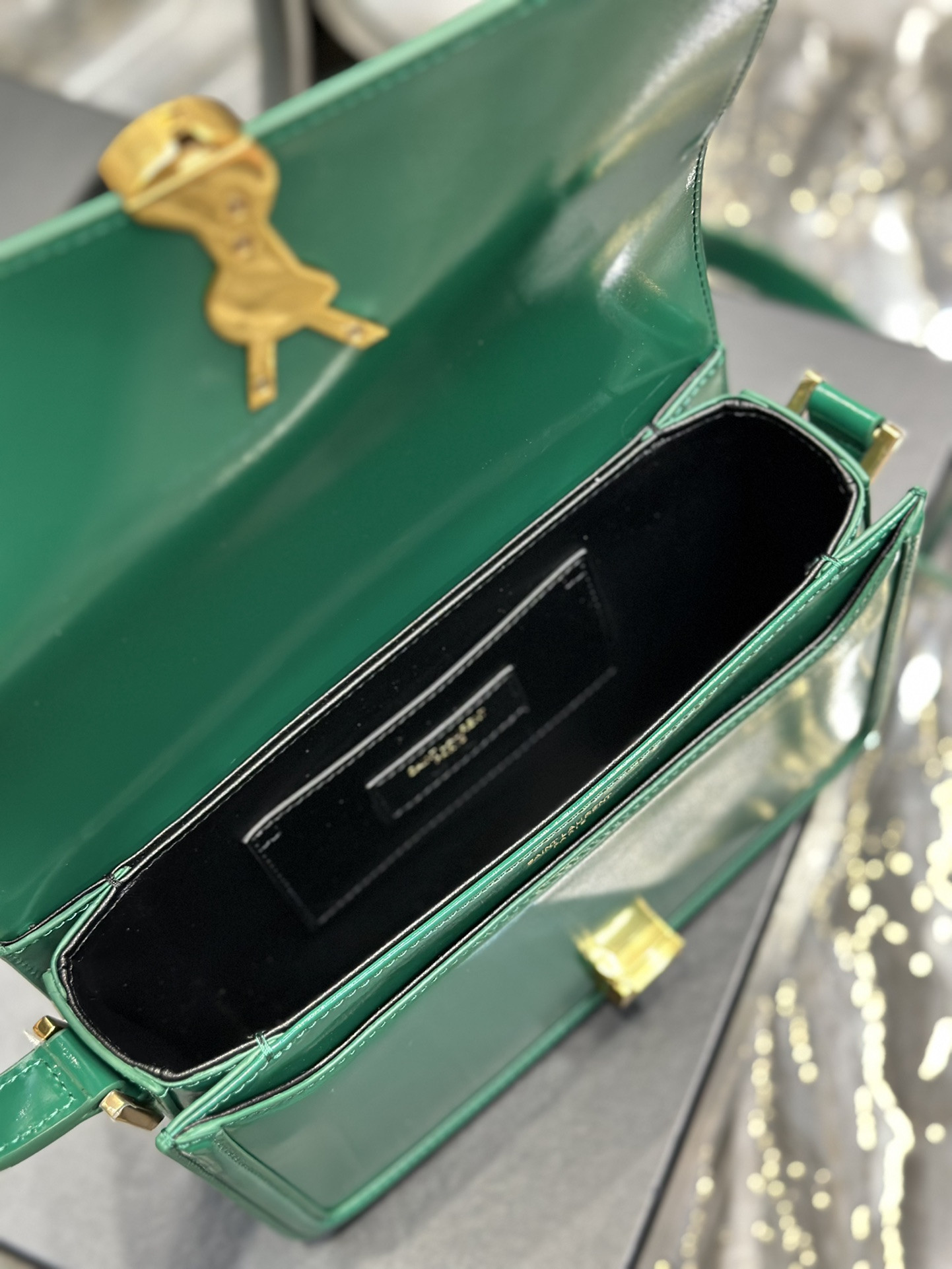 YSL SOLFERINO MEDIUM SATCHEL IN BOX SAINT LAURENT GREEN 9.1 X 6.3 X 2.4 INCHES - Image 10