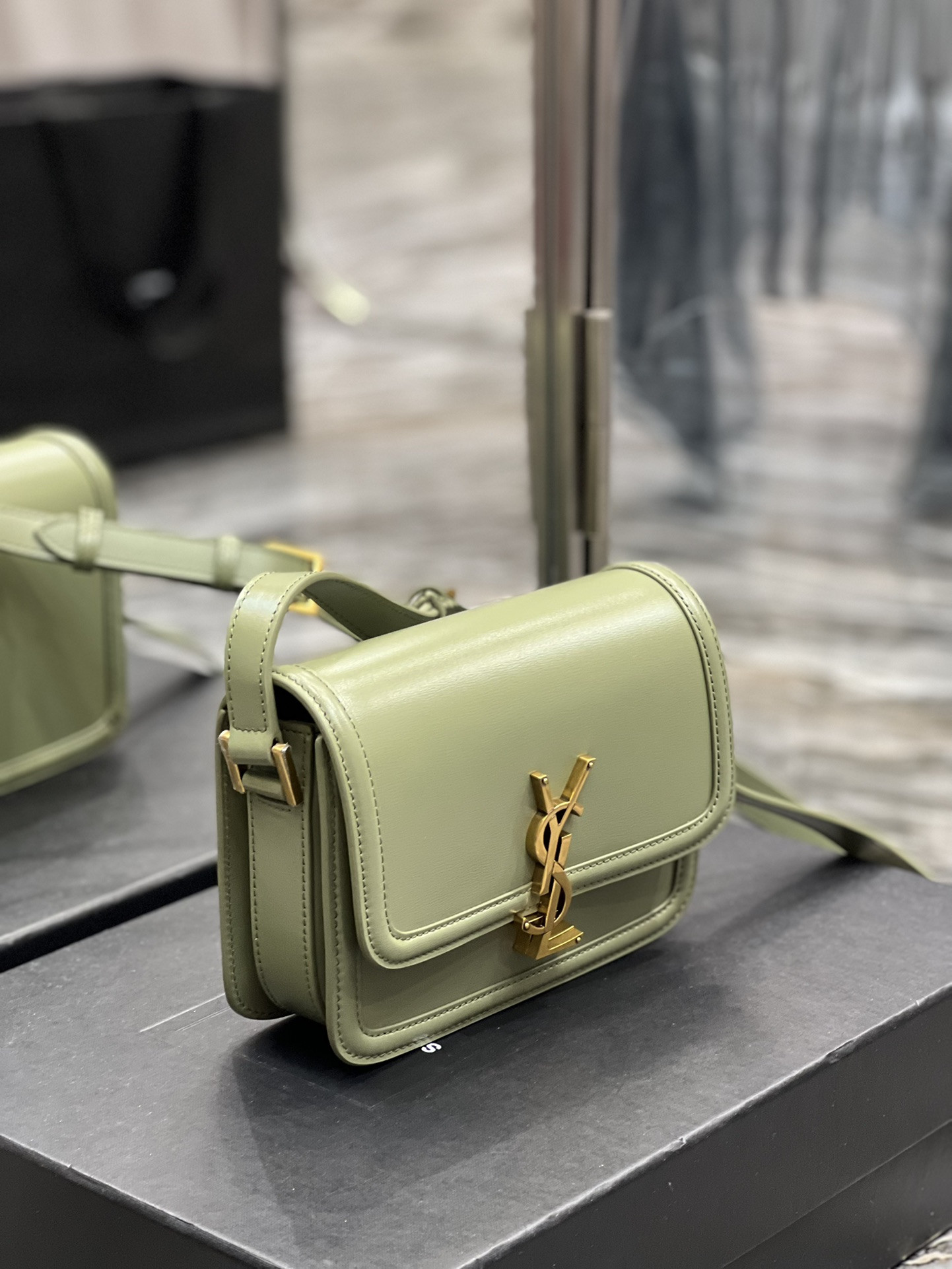 YSL SOLFERINO SMALL SATCHEL IN BOX SAINT LIGHT GREEN 7.4 X 5.1 X 1.9 INCHES - Image 5