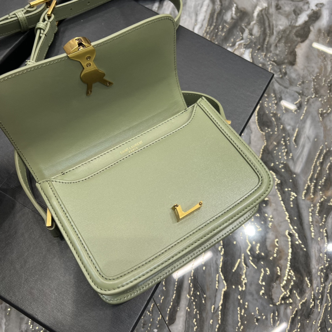 YSL SOLFERINO SMALL SATCHEL IN BOX SAINT LIGHT GREEN 7.4 X 5.1 X 1.9 INCHES - Image 9