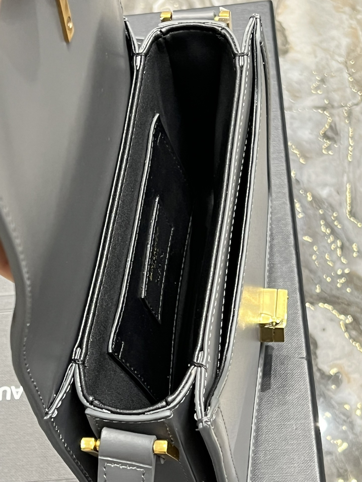 YSL SOLFERINO SMALL SATCHEL IN BOX SAINT LAURENT STORM 7.4 X 5.1 X 1.9 INCHES - Image 9