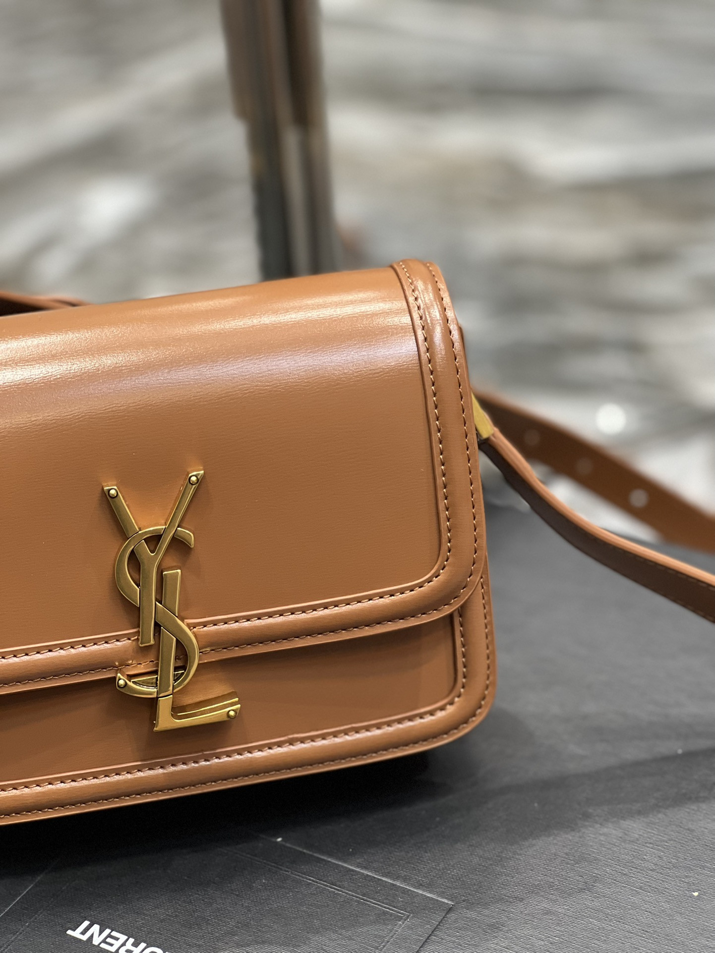 YSL SOLFERINO SMALL SATCHEL IN BOX SAINT LAURENT BRWON 7.4 X 5.1 X 1.9 INCHES - Image 3