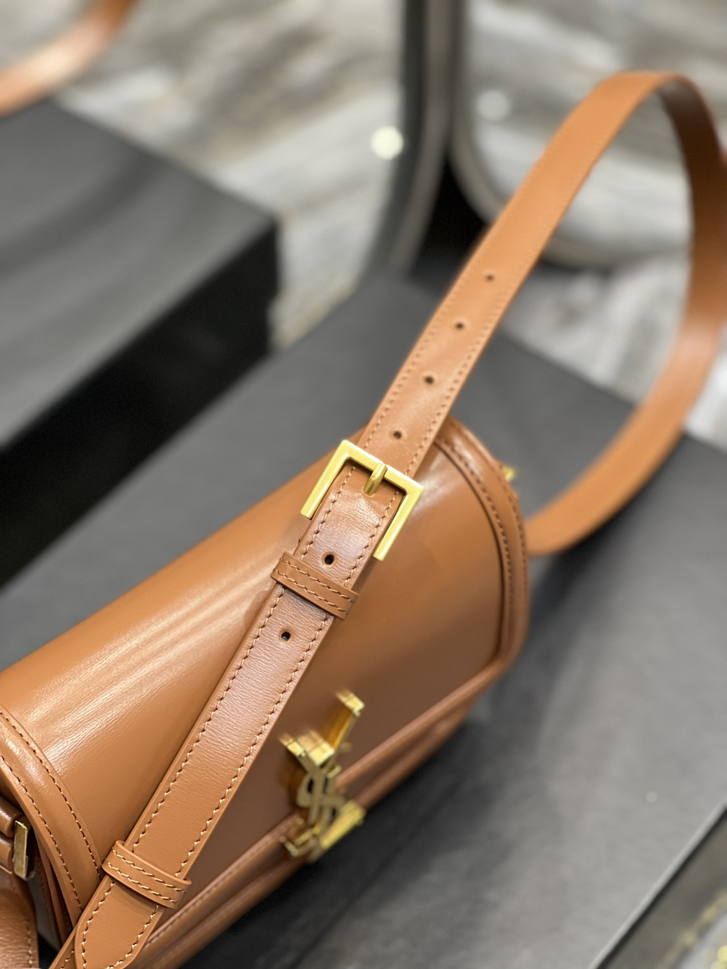 YSL SOLFERINO SMALL SATCHEL IN BOX SAINT LAURENT BRWON 7.4 X 5.1 X 1.9 INCHES - Image 5