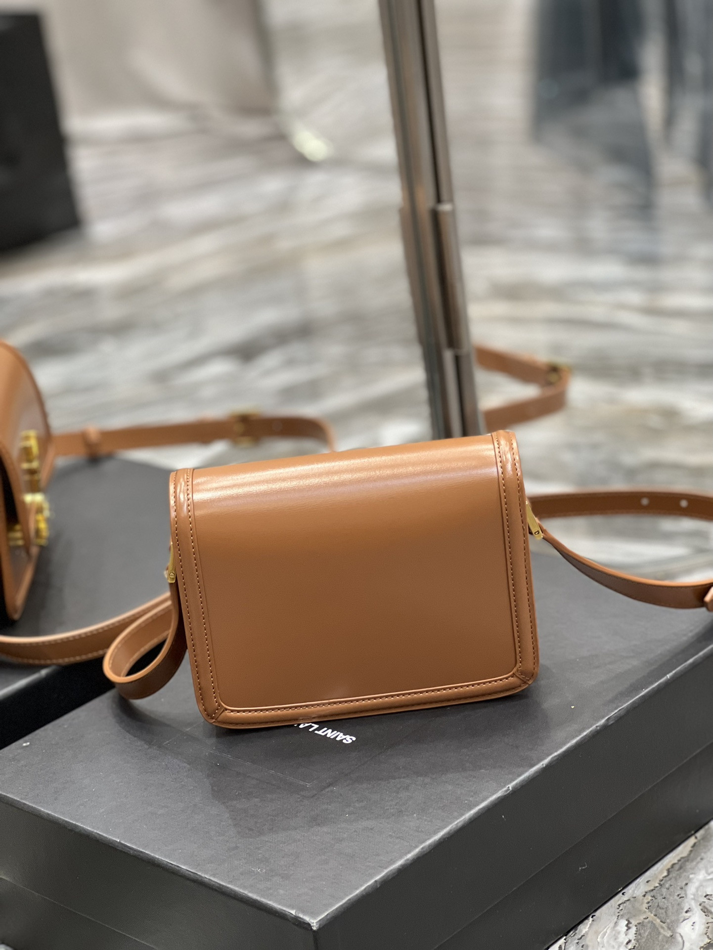 YSL SOLFERINO SMALL SATCHEL IN BOX SAINT LAURENT BRWON 7.4 X 5.1 X 1.9 INCHES - Image 6