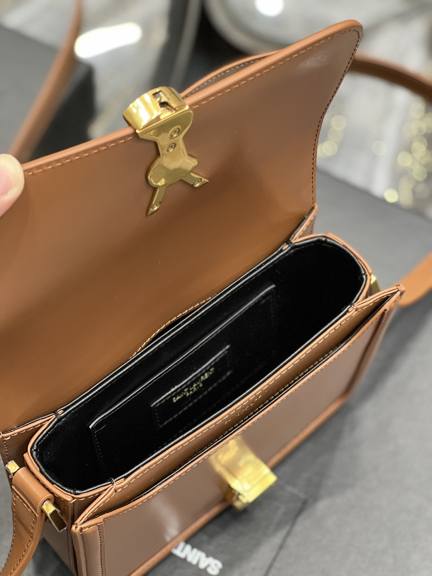 YSL SOLFERINO SMALL SATCHEL IN BOX SAINT LAURENT BRWON 7.4 X 5.1 X 1.9 INCHES - Image 9