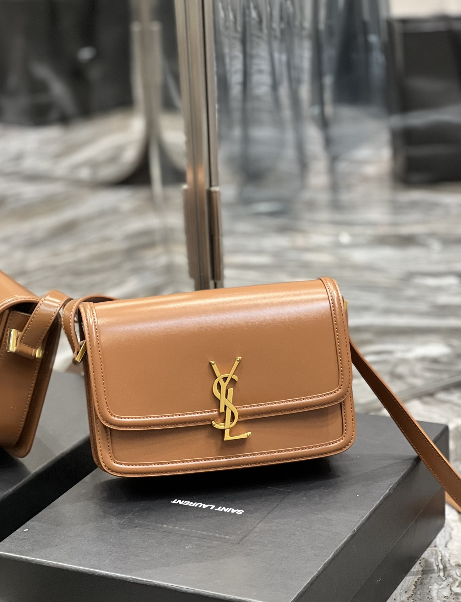 YSL SOLFERINO MEDIUM SATCHEL IN BOX SAINT LAURENT BROWN 9.1 X 6.3 X 2.4 INCHES - Image 3