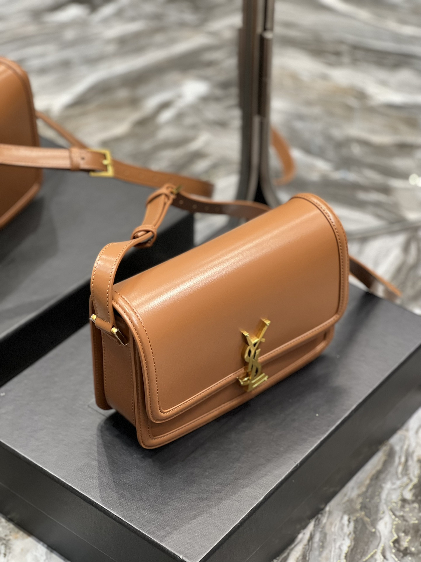 YSL SOLFERINO MEDIUM SATCHEL IN BOX SAINT LAURENT BROWN 9.1 X 6.3 X 2.4 INCHES - Image 5