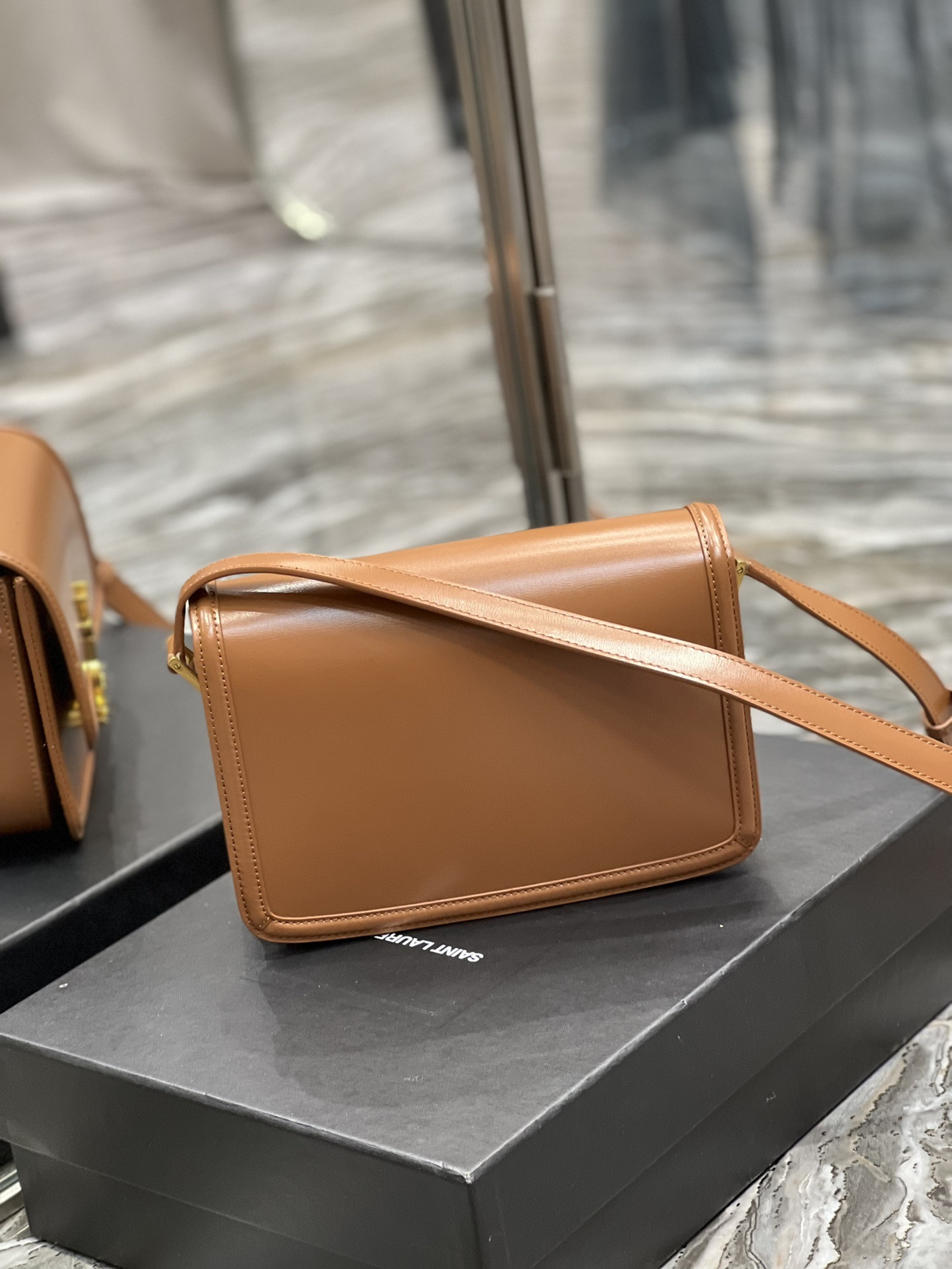 YSL SOLFERINO MEDIUM SATCHEL IN BOX SAINT LAURENT BROWN 9.1 X 6.3 X 2.4 INCHES - Image 6