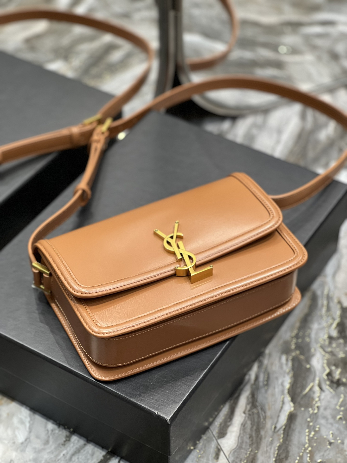 YSL SOLFERINO MEDIUM SATCHEL IN BOX SAINT LAURENT BROWN 9.1 X 6.3 X 2.4 INCHES - Image 7